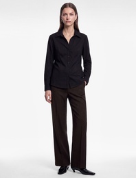 Slim Fit Düğmeli Klasik Yaka Uzun Kollu Poplin Gömlek