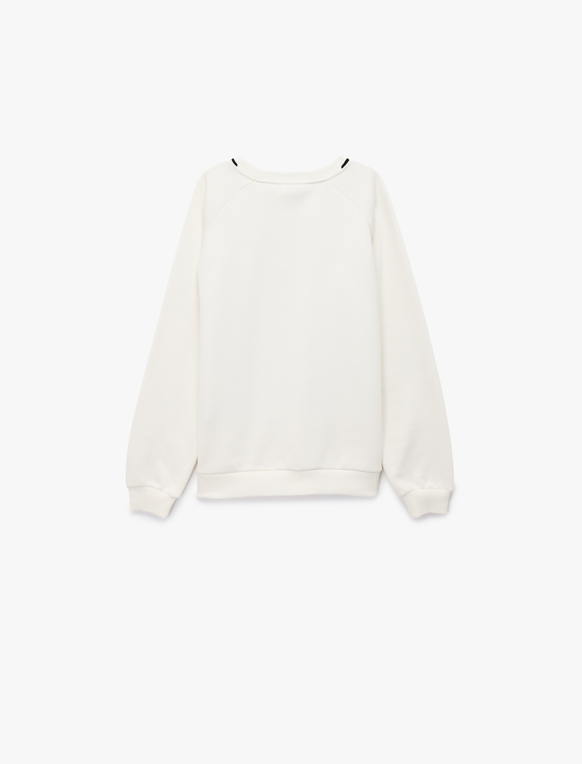  Kız Çocuk Fiyonk Detaylı Uzun Kollu Bisiklet Yaka Şardonlu Sweatshirt