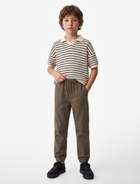Beli Bağcıklı Cep Detaylı Pamuklu Gabardin Jogger Pantolon