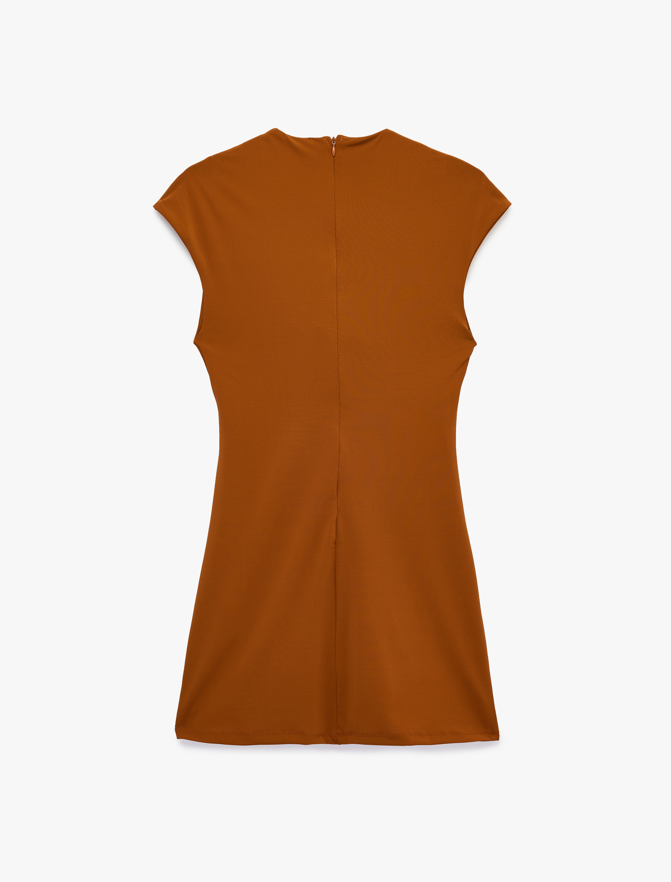   Slim Fit Kısa Kollu Metal Aksesuarlı Degaje Yaka Bodycon Mini Abiye Elbise