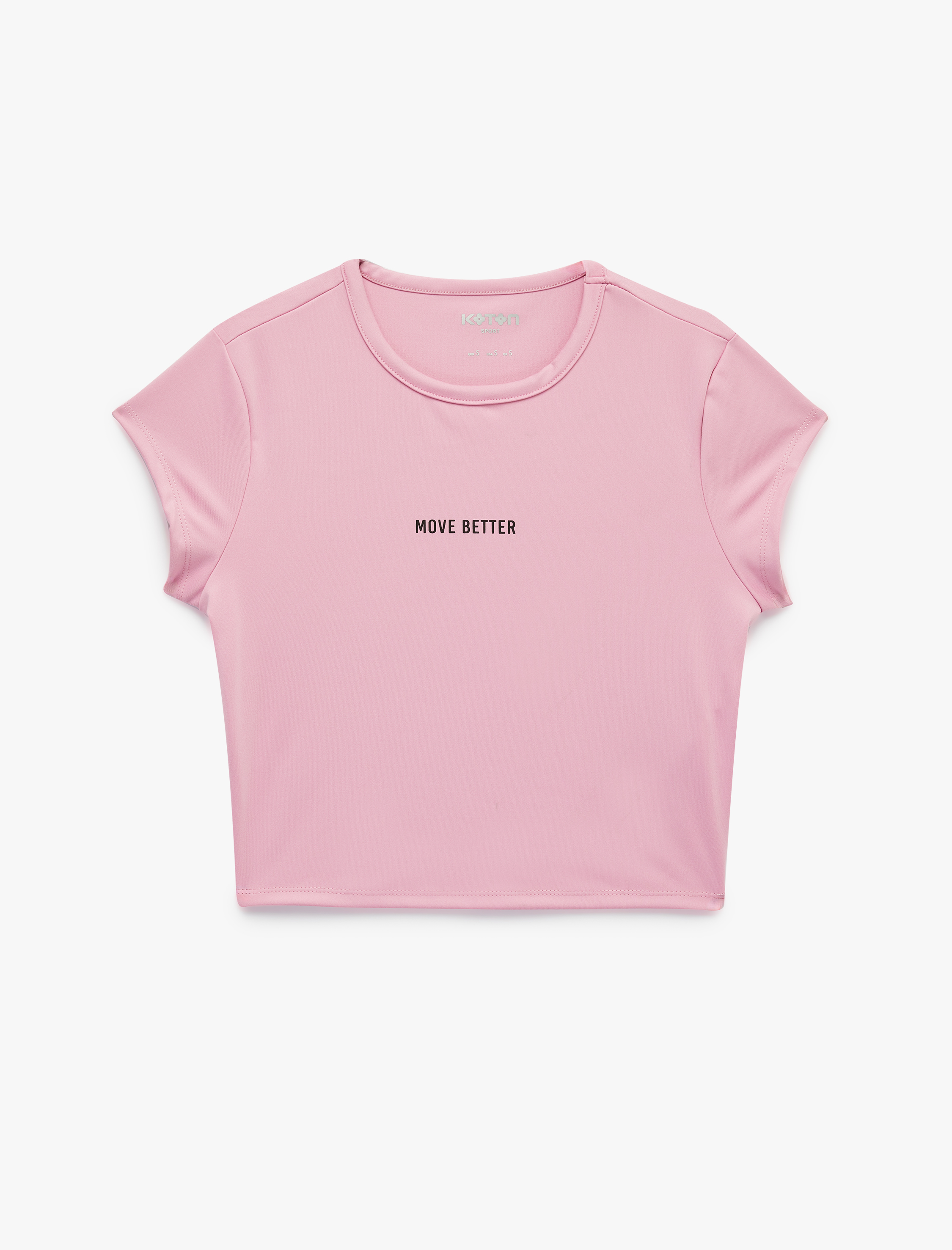   Slim Fit Bisiklet Yaka Kısa Kollu Baskılı Crop Spor Tişört