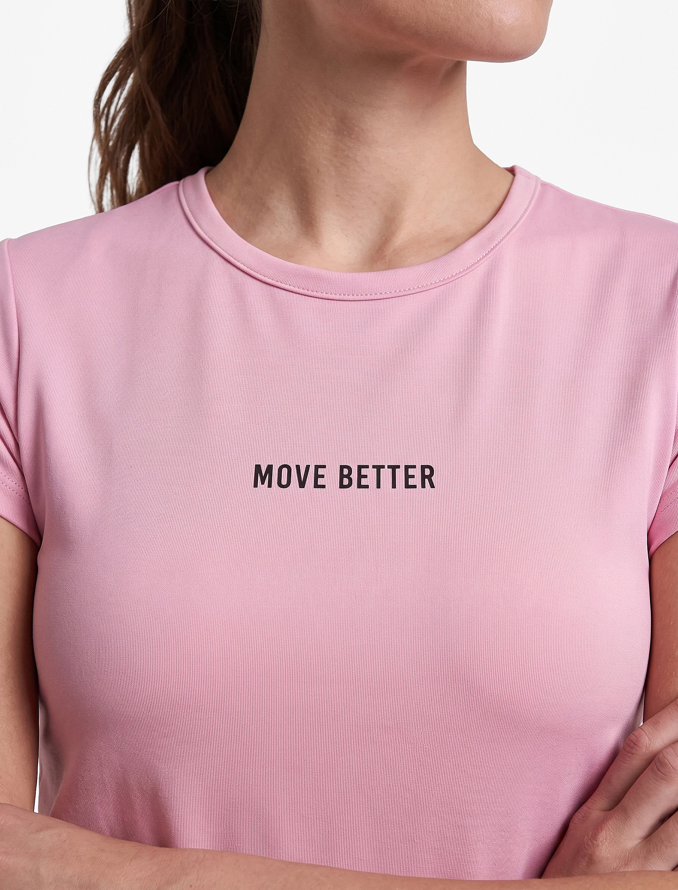   Slim Fit Bisiklet Yaka Kısa Kollu Baskılı Crop Spor Tişört