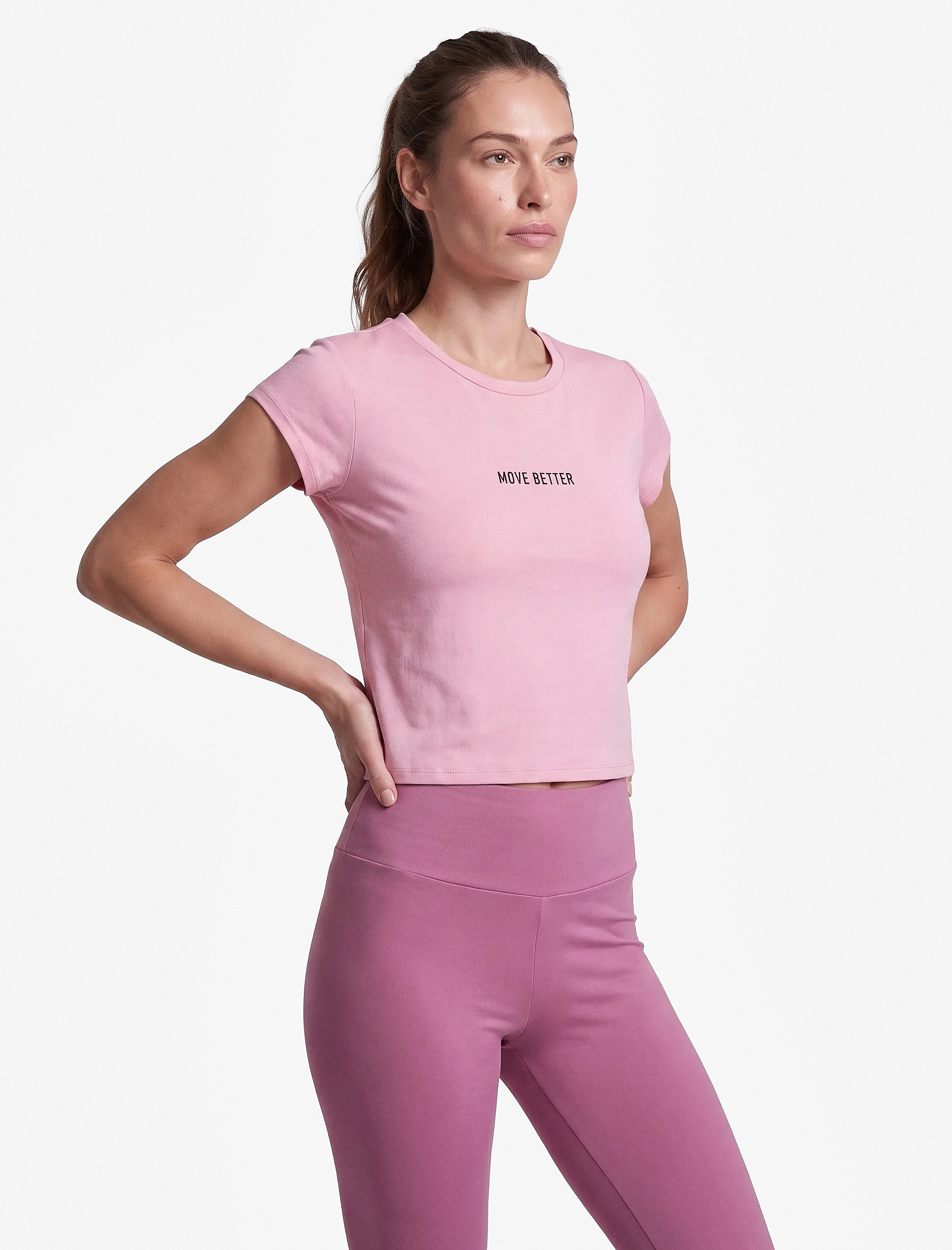   Slim Fit Bisiklet Yaka Kısa Kollu Baskılı Crop Spor Tişört