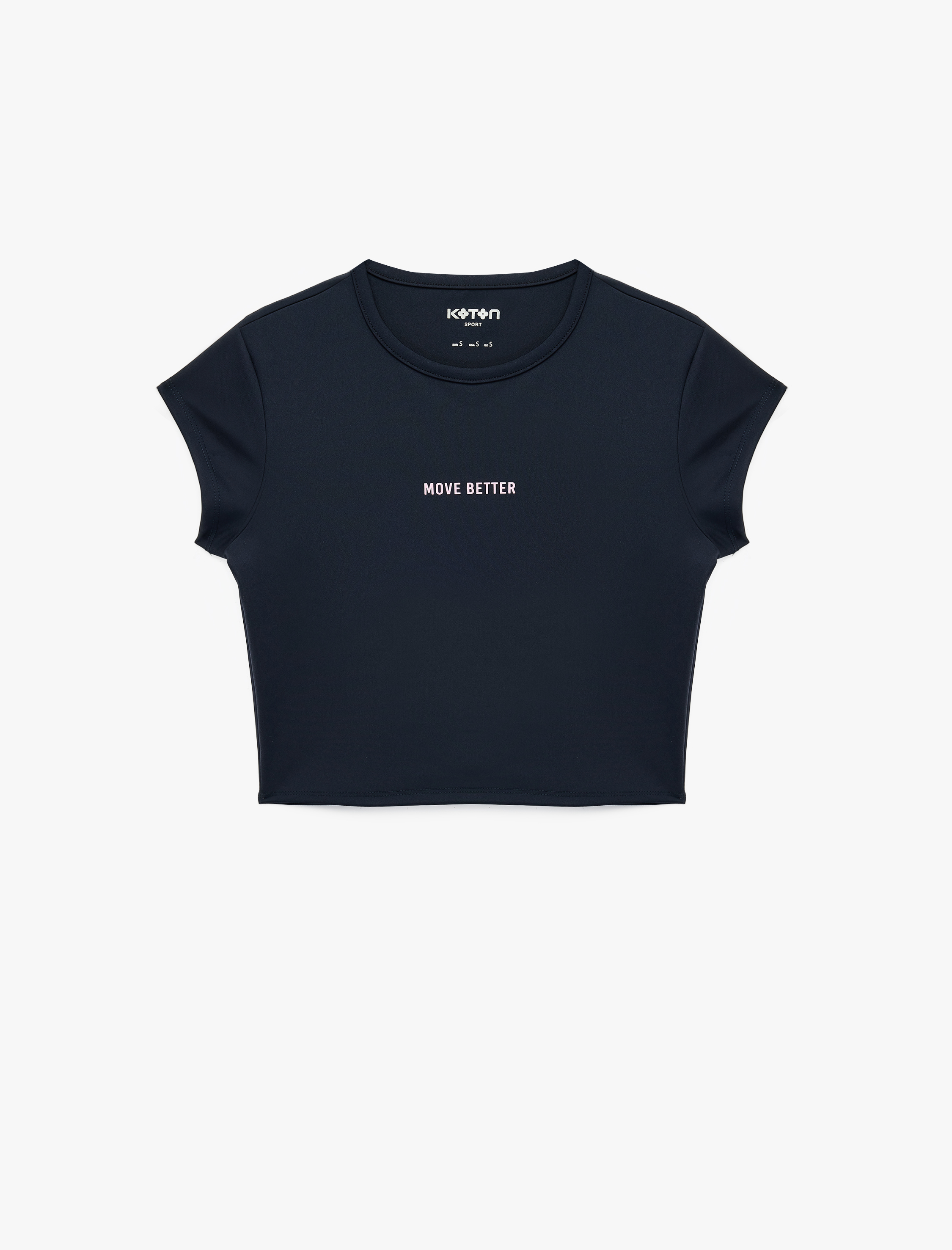   Slim Fit Bisiklet Yaka Kısa Kollu Baskılı Crop Spor Tişört