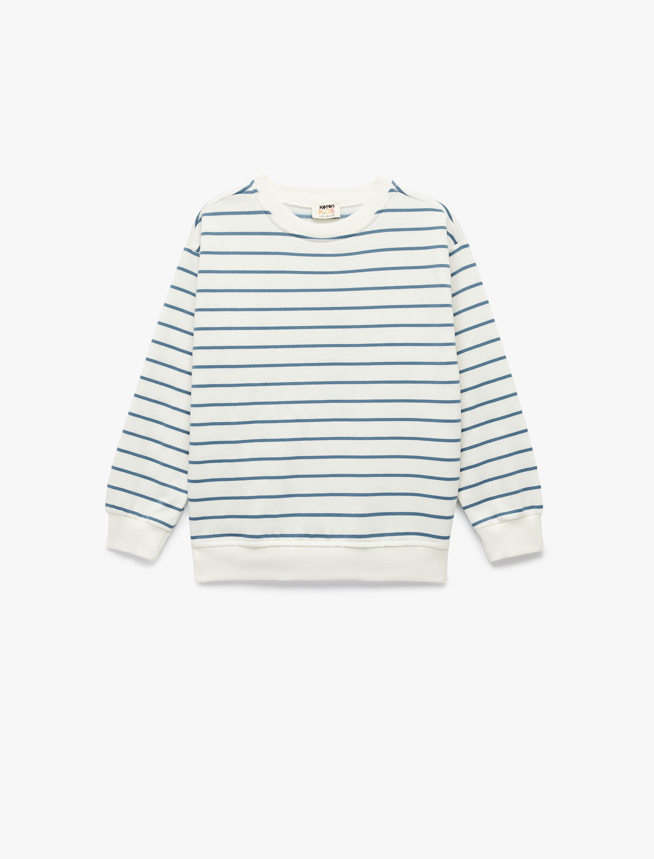  Erkek Çocuk Uzun Kollu Bisiklet Yaka Şardonlu Çizgili Sweatshirt