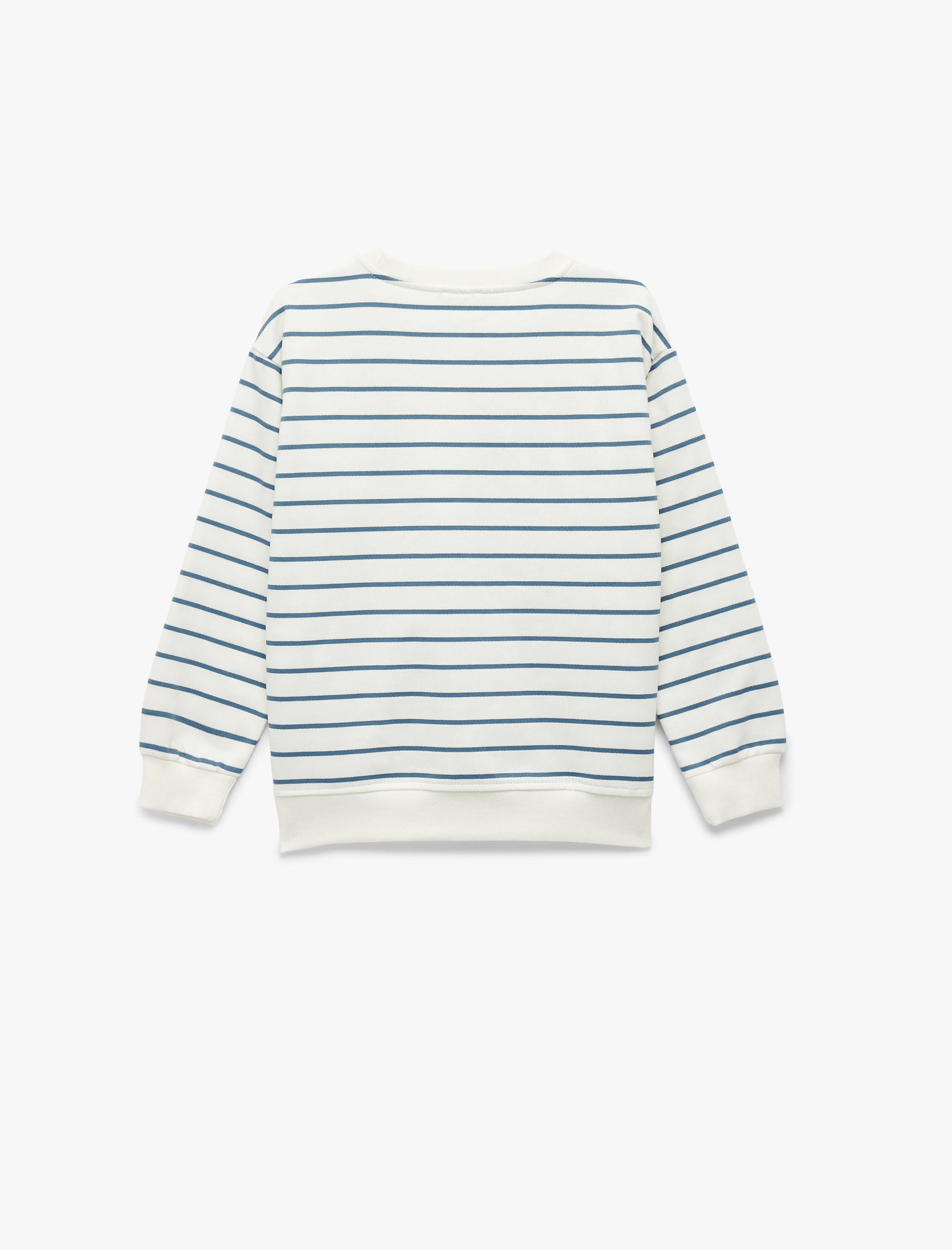  Erkek Çocuk Uzun Kollu Bisiklet Yaka Şardonlu Çizgili Sweatshirt