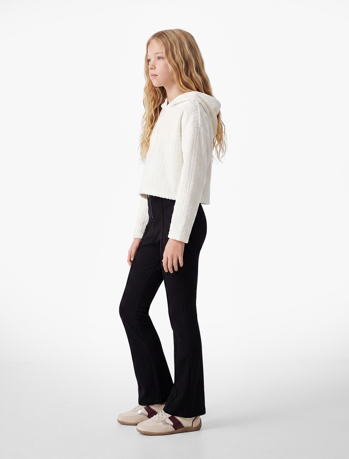 Kız Çocuk Viskon Karışımlı Slim Fit Basic Pantolon