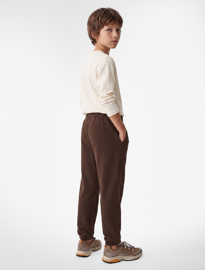 Erkek Çocuk Pamuklu Beli Lastikli Şardonlu Jogger Basic Eşofman Altı