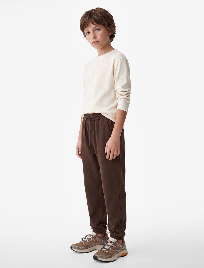 Erkek Çocuk Pamuklu Beli Lastikli Şardonlu Jogger Basic Eşofman Altı