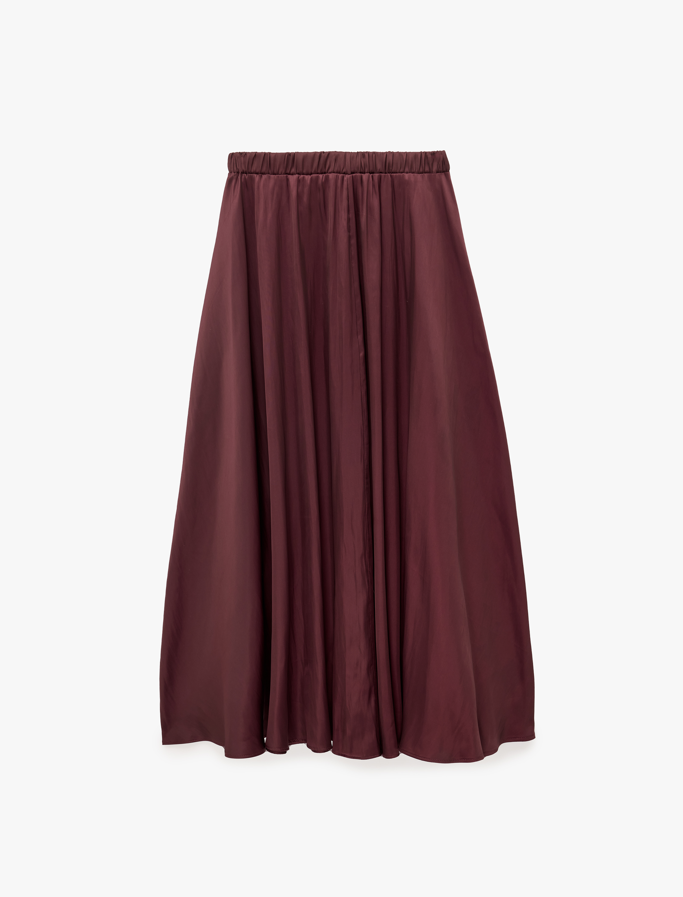   Beli Lastikli Midi Kloş Saten Etek