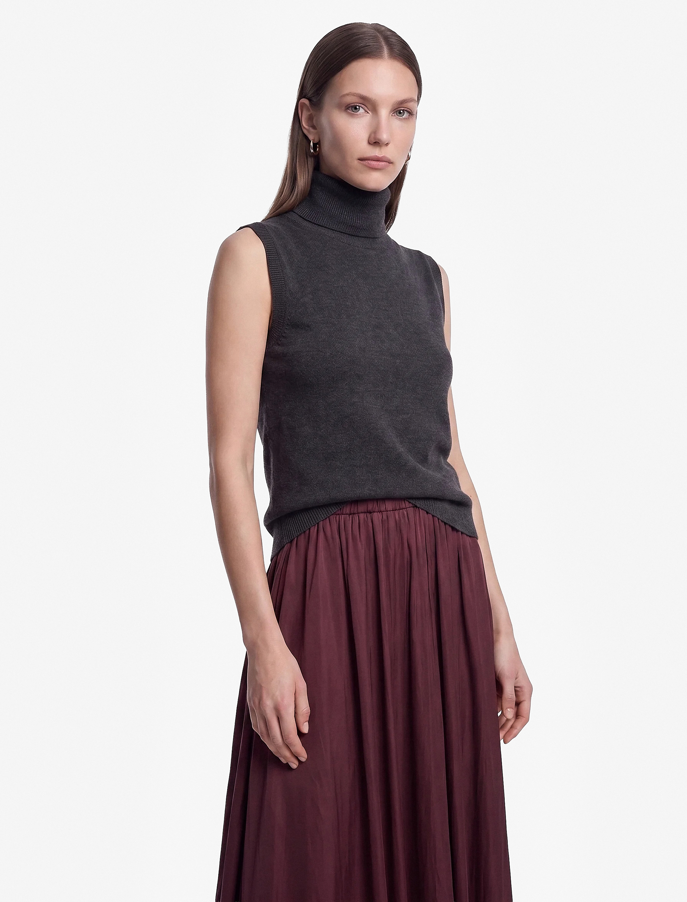   Beli Lastikli Midi Kloş Saten Etek