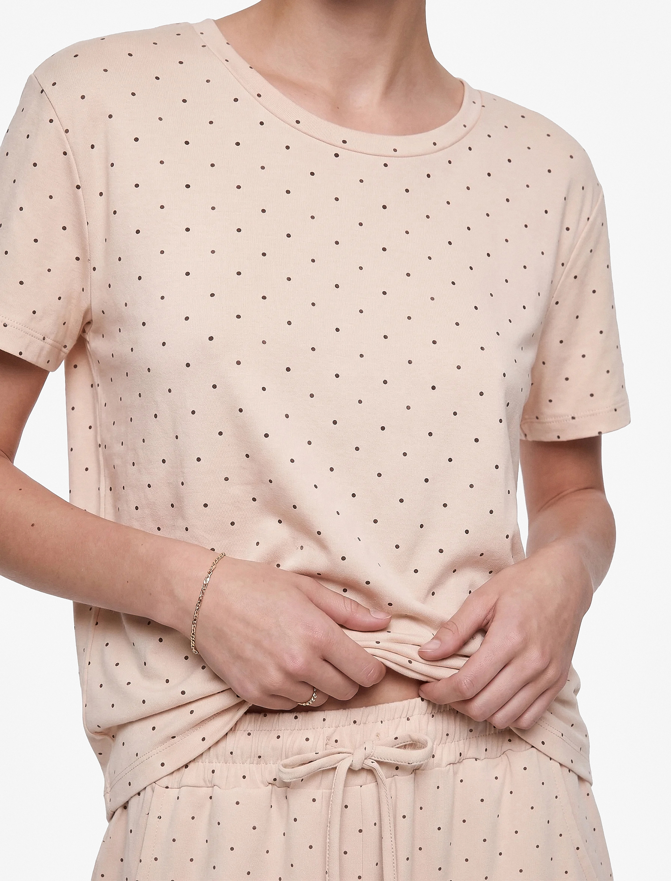   Beli Bağcıklı Puantiyeli Rahat Kalıp Pijama Altı