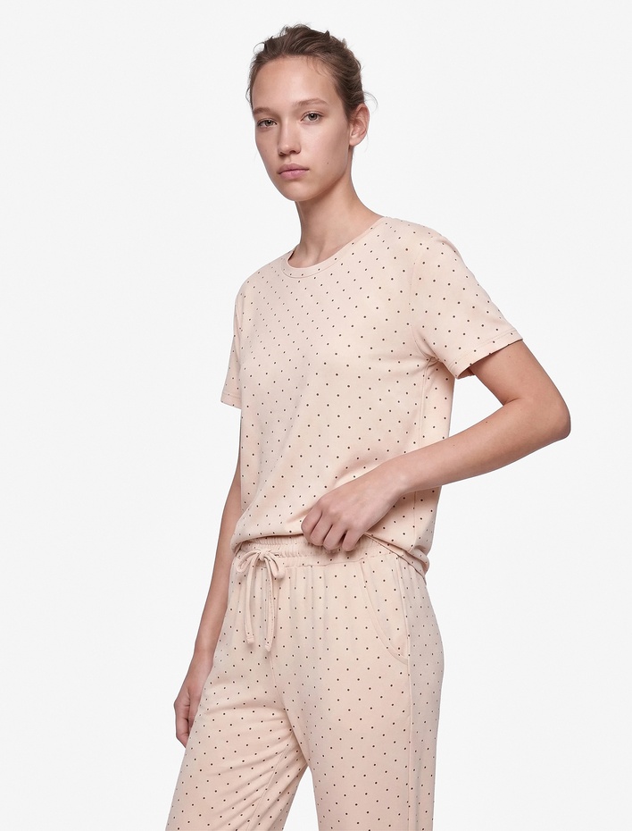  Beli Bağcıklı Puantiyeli Rahat Kalıp Pijama Altı