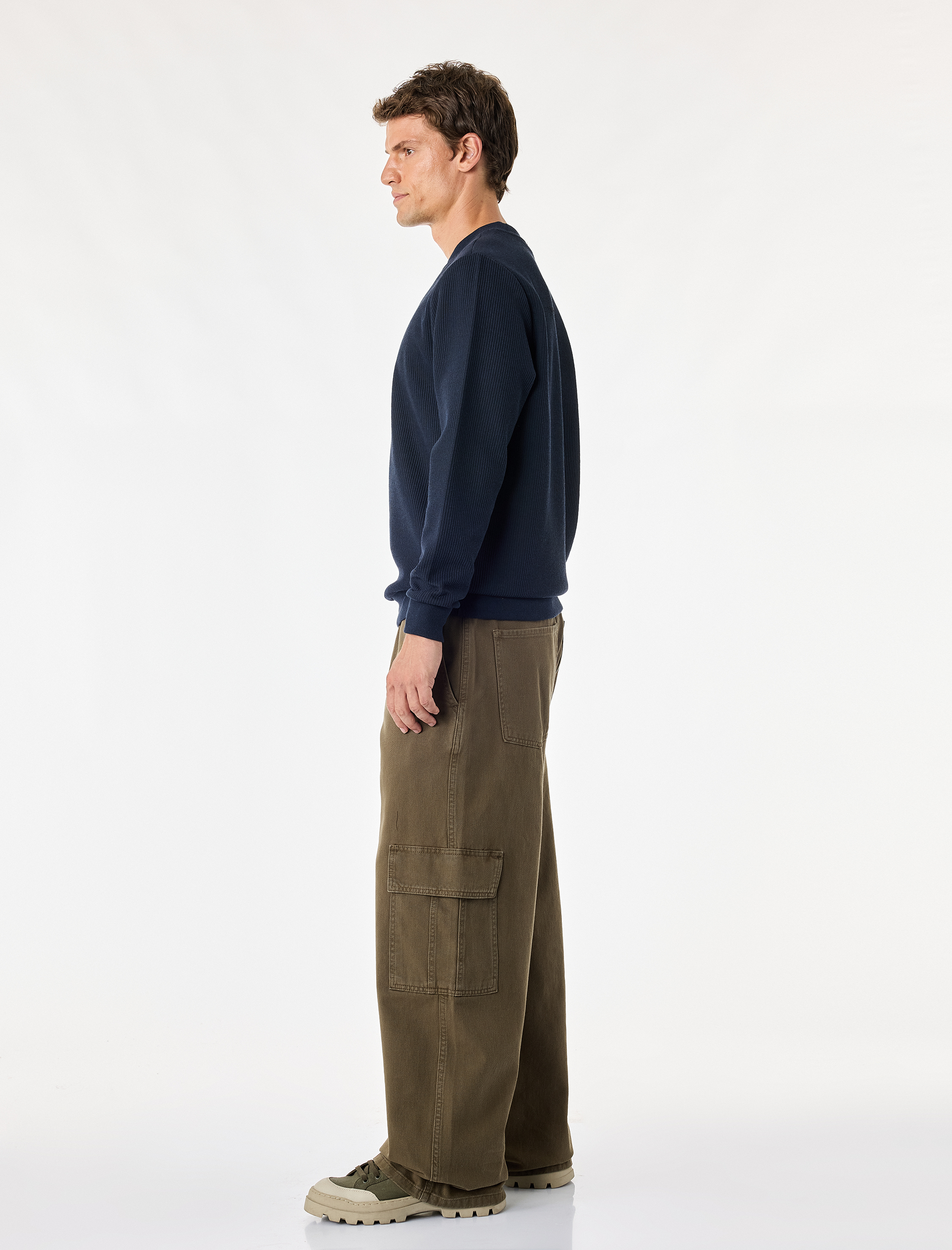   Bisiklet Yaka Uzun Kollu Fitilli Basic Sweatshirt