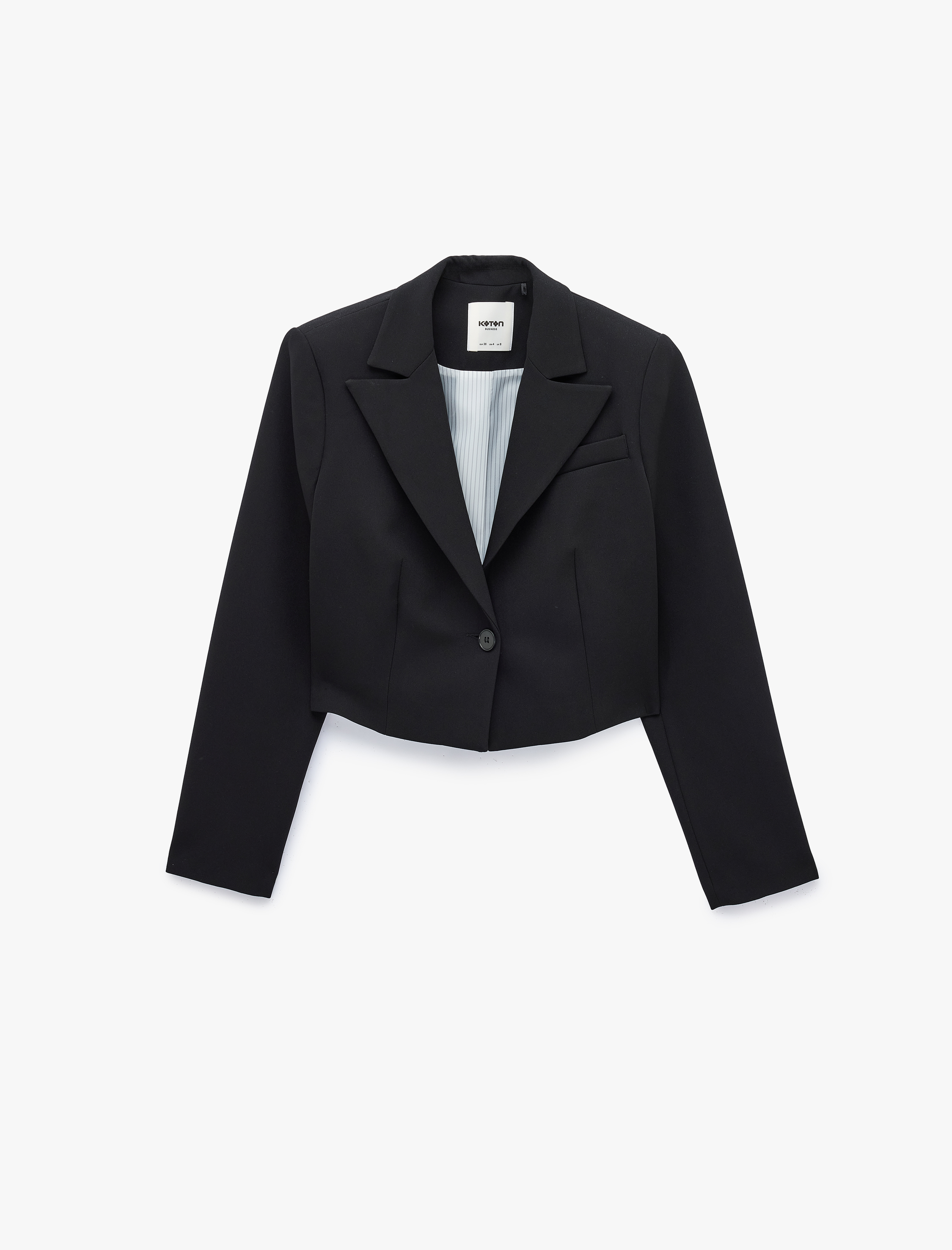   Cepli Düğmeli Uzun Kollu Crop Blazer Ceket