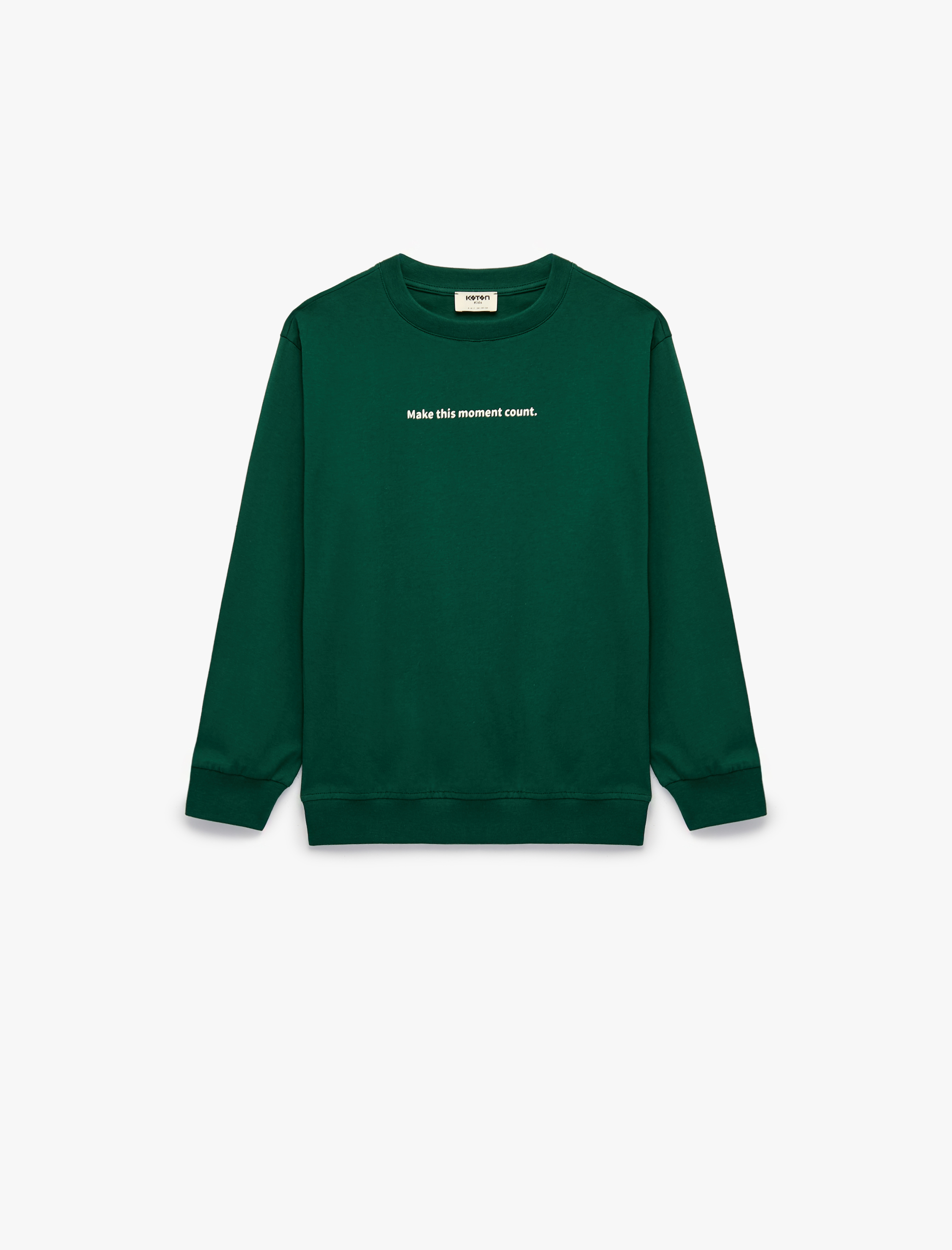  Erkek Çocuk Pamuklu Uzun Kollu Bisiklet Yaka Baskılı Sweatshirt