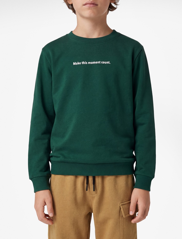 Erkek Çocuk Pamuklu Uzun Kollu Bisiklet Yaka Baskılı Sweatshirt
