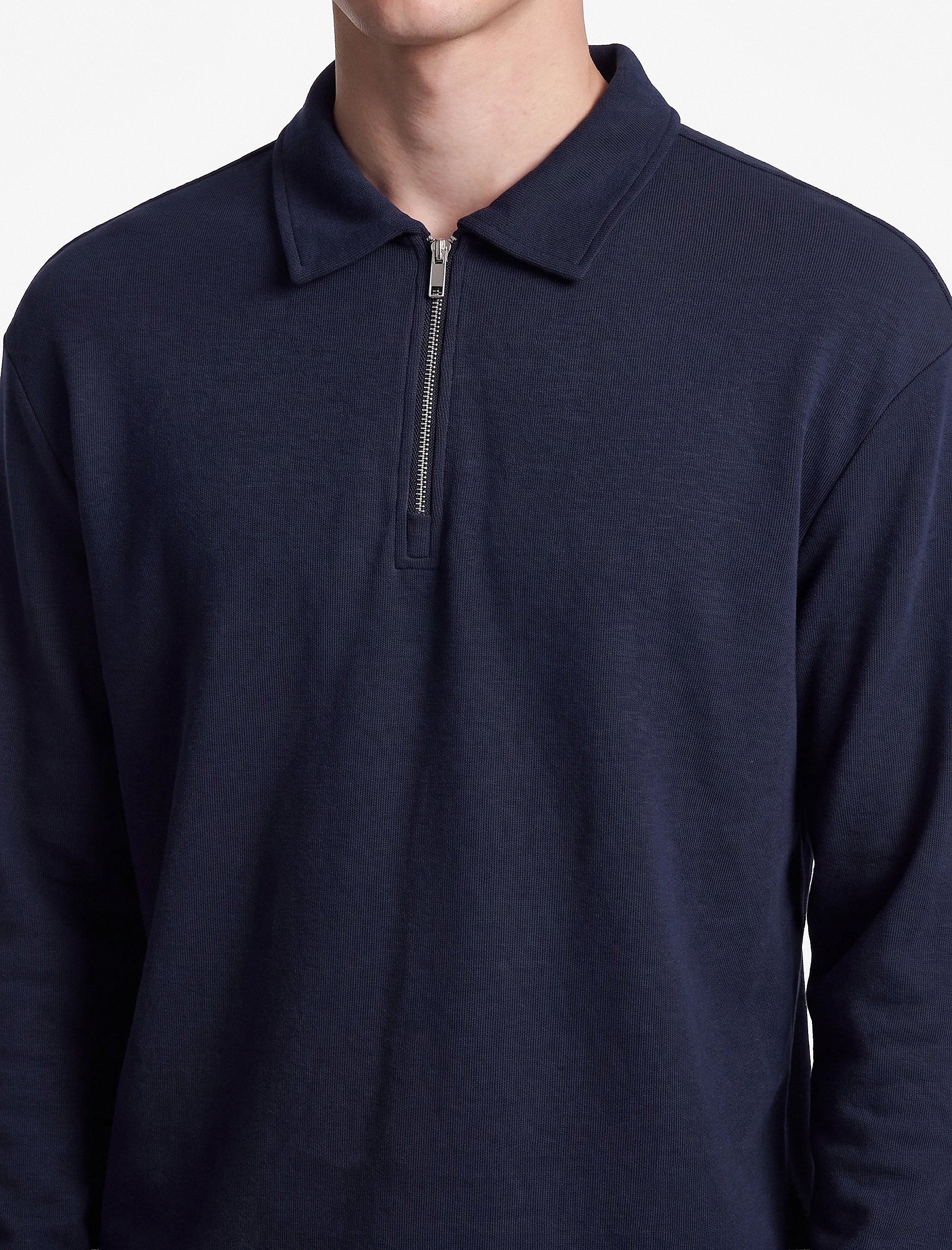   Pamuklu Uzun Kollu Yarım Fermuarlı Polo Yaka Sweatshirt