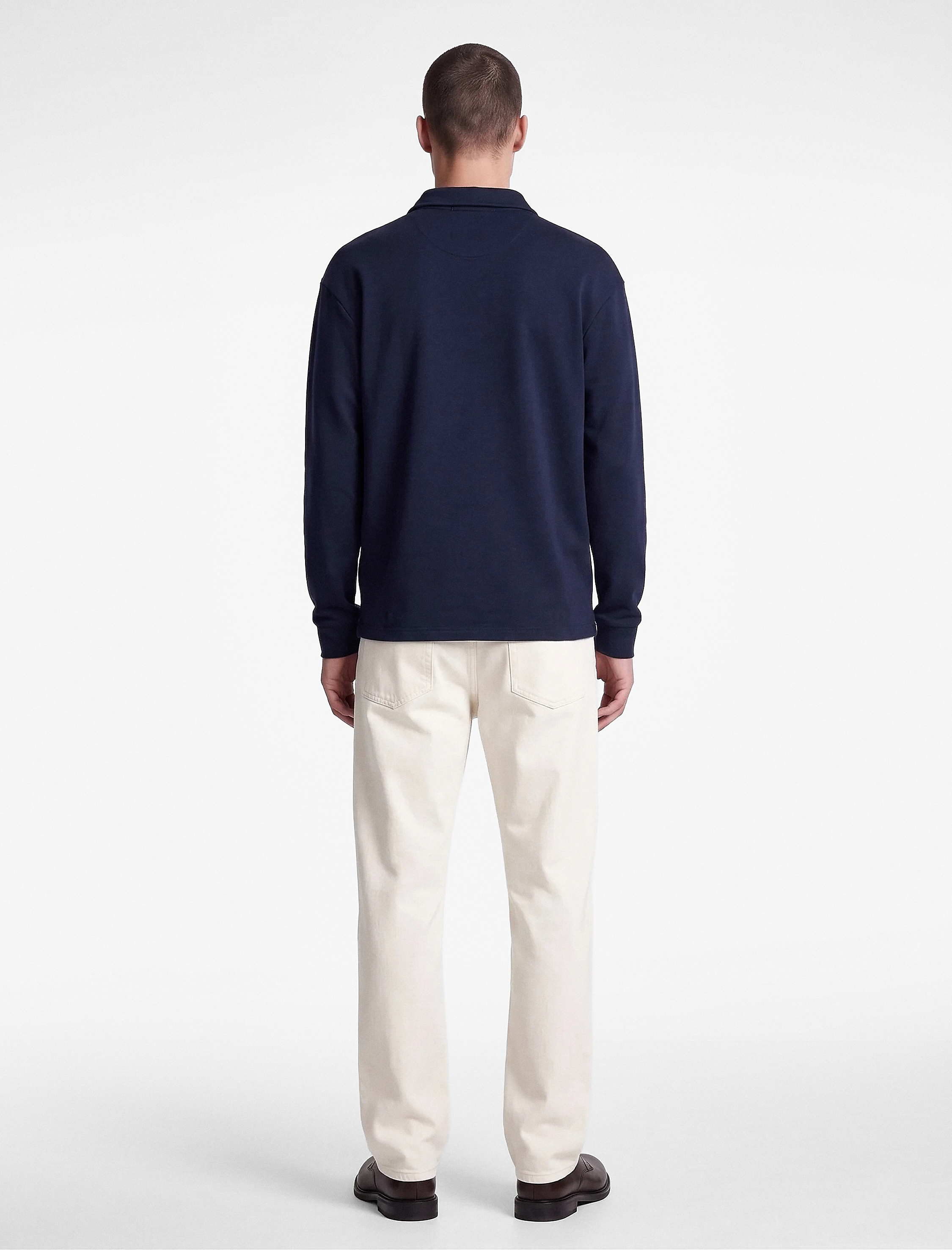   Pamuklu Uzun Kollu Yarım Fermuarlı Polo Yaka Sweatshirt