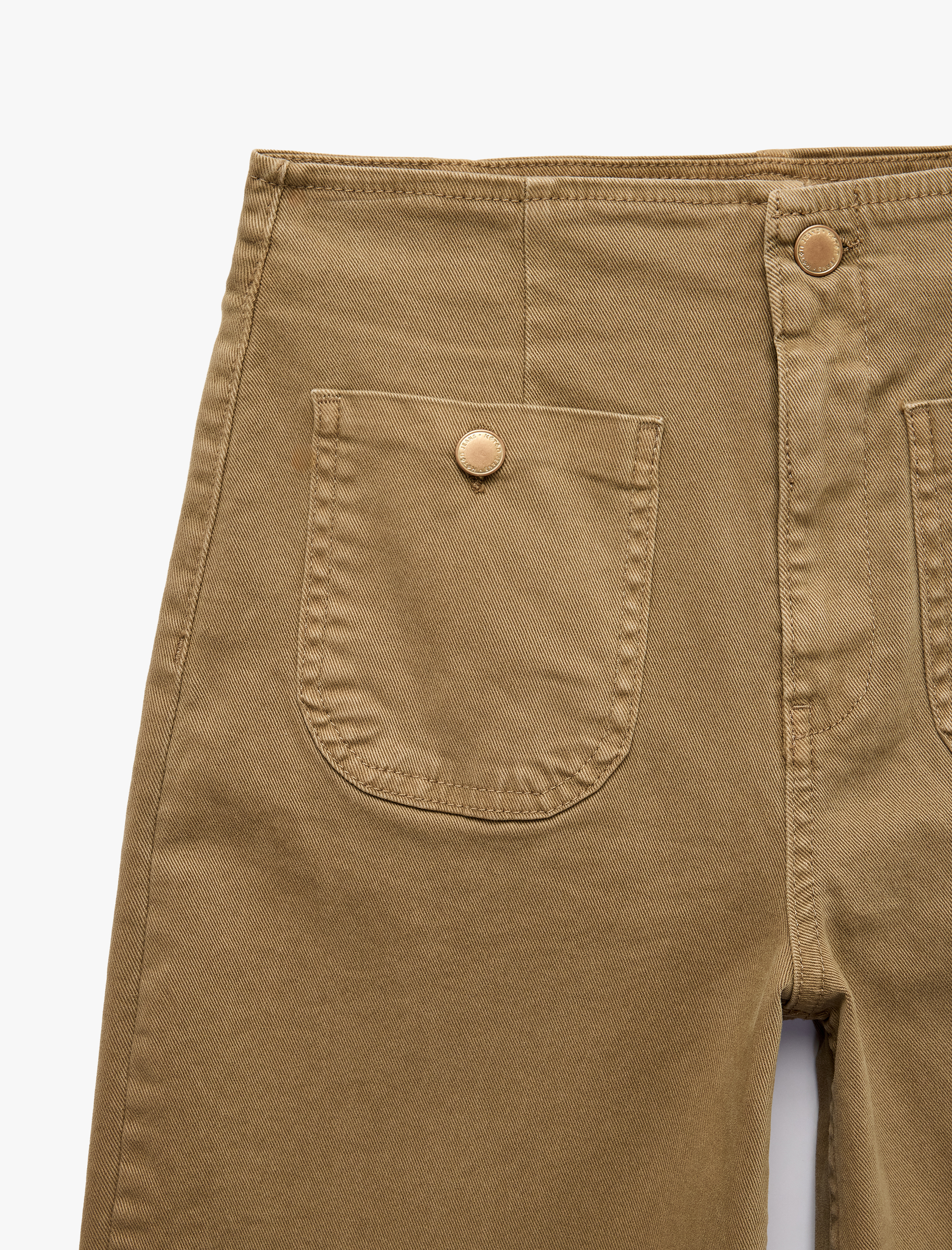   Pamuklu Düğmeli Cepli Yüksek Bel Jean Pantolon - Culotte Jeans