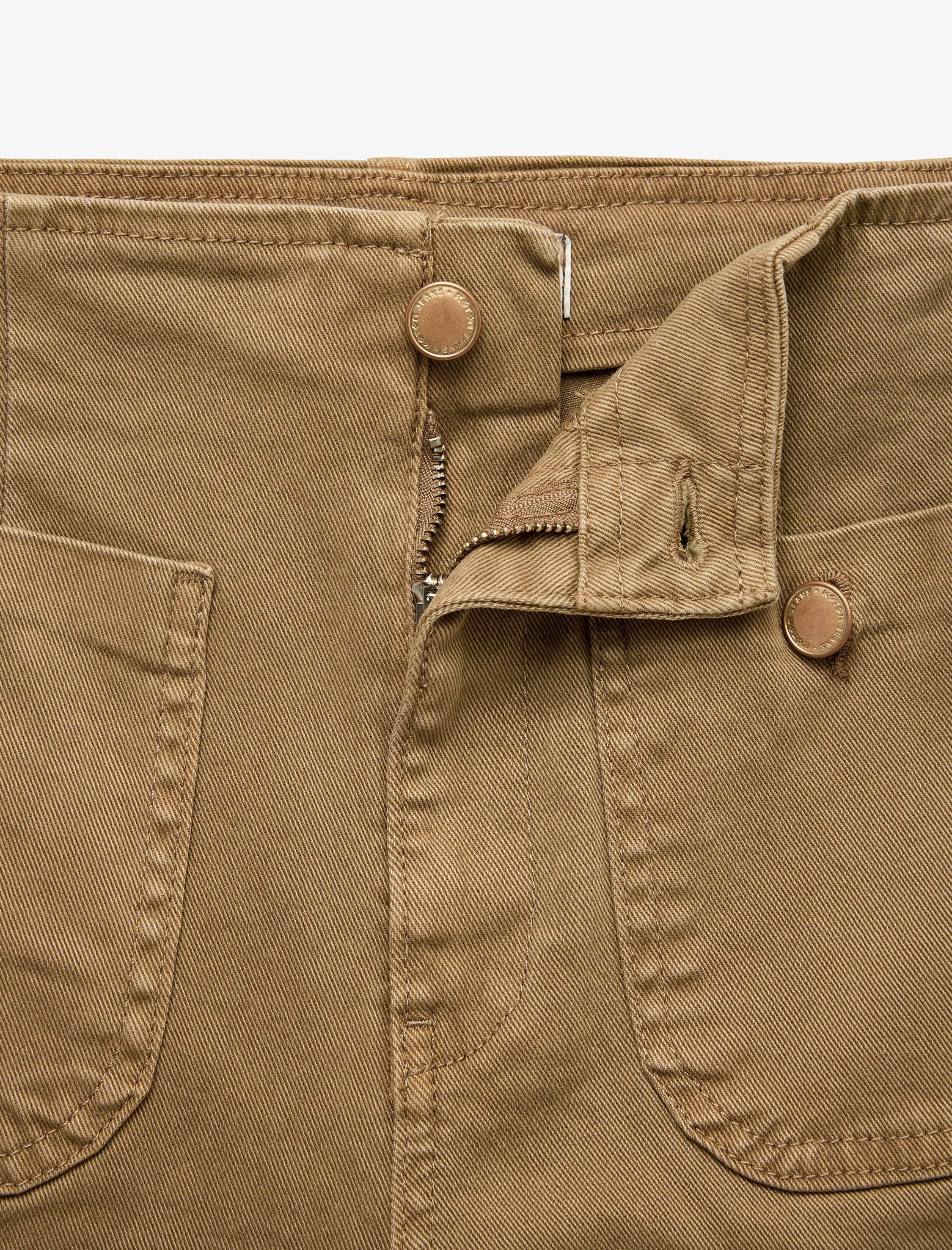   Pamuklu Düğmeli Cepli Yüksek Bel Jean Pantolon - Culotte Jeans