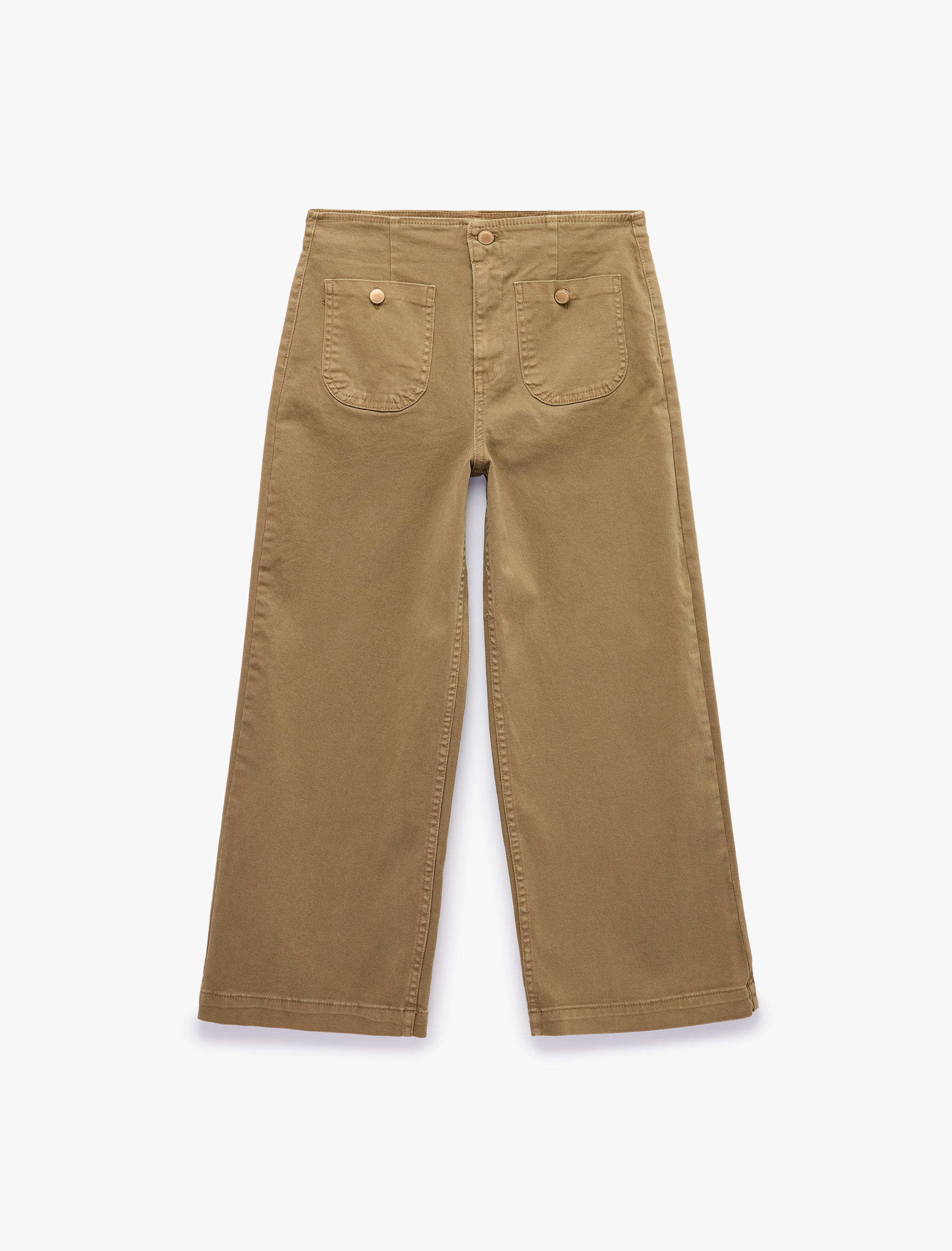   Pamuklu Düğmeli Cepli Yüksek Bel Jean Pantolon - Culotte Jeans