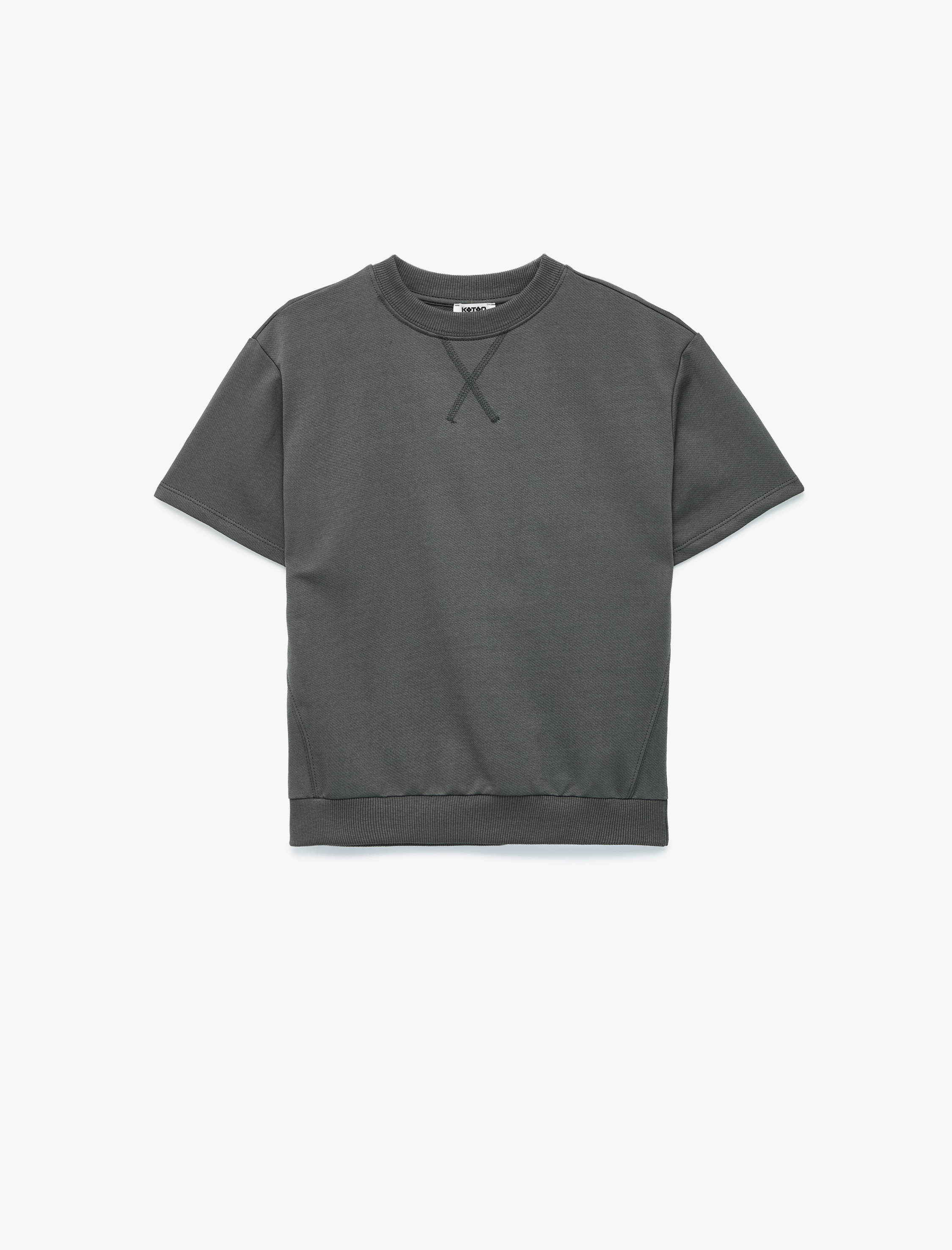  Erkek Çocuk Bisiklet Yaka Pamuklu Kısa Kollu Oversize Sweatshirt