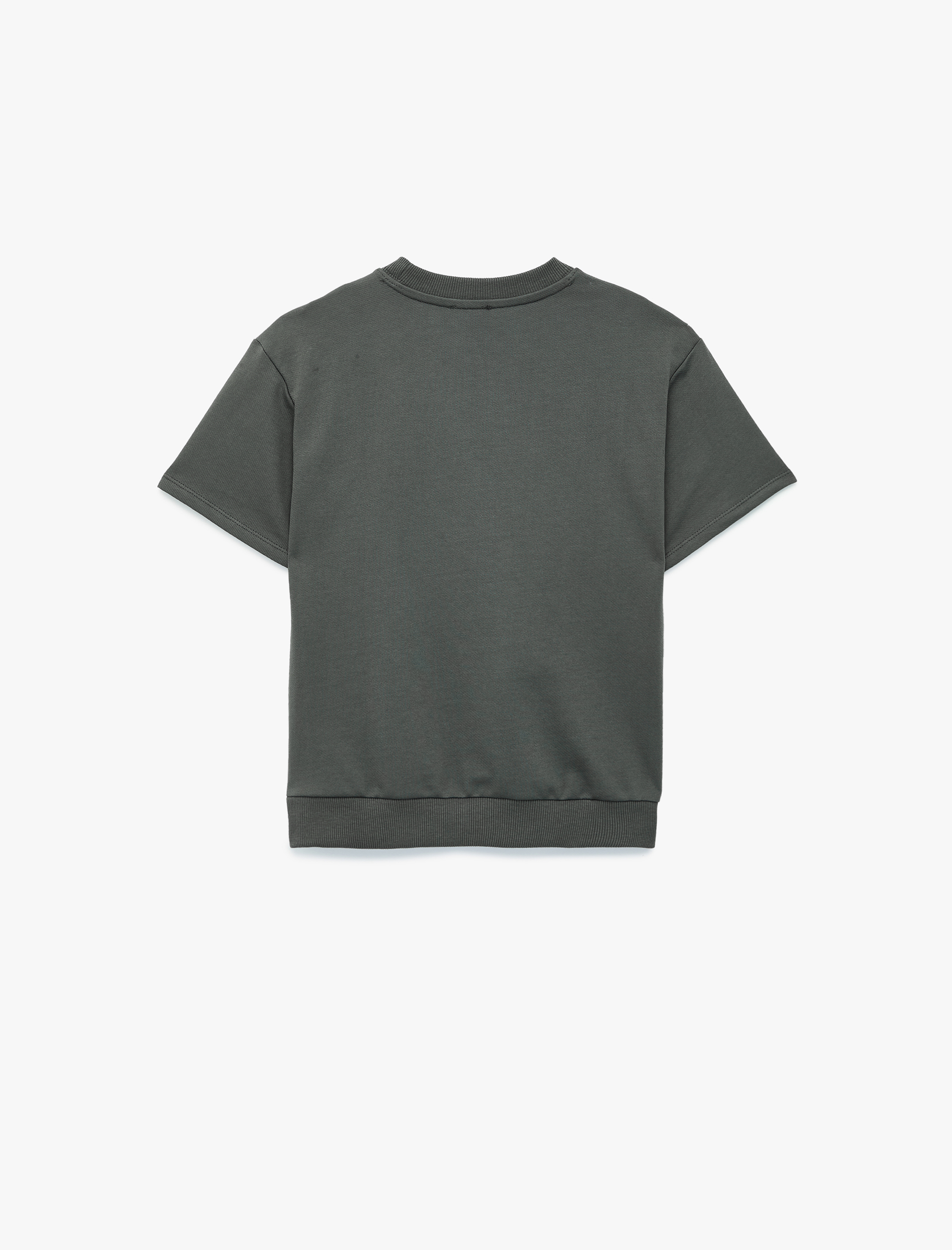  Erkek Çocuk Bisiklet Yaka Pamuklu Kısa Kollu Oversize Sweatshirt