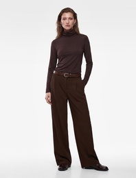 Slim Fit Uzun Kollu Büzgülü Dik Yaka Bluz