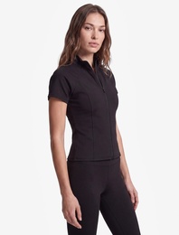 Slim Fit Fermuarlı Dik Yaka Kısa Kollu Spor Tişört
