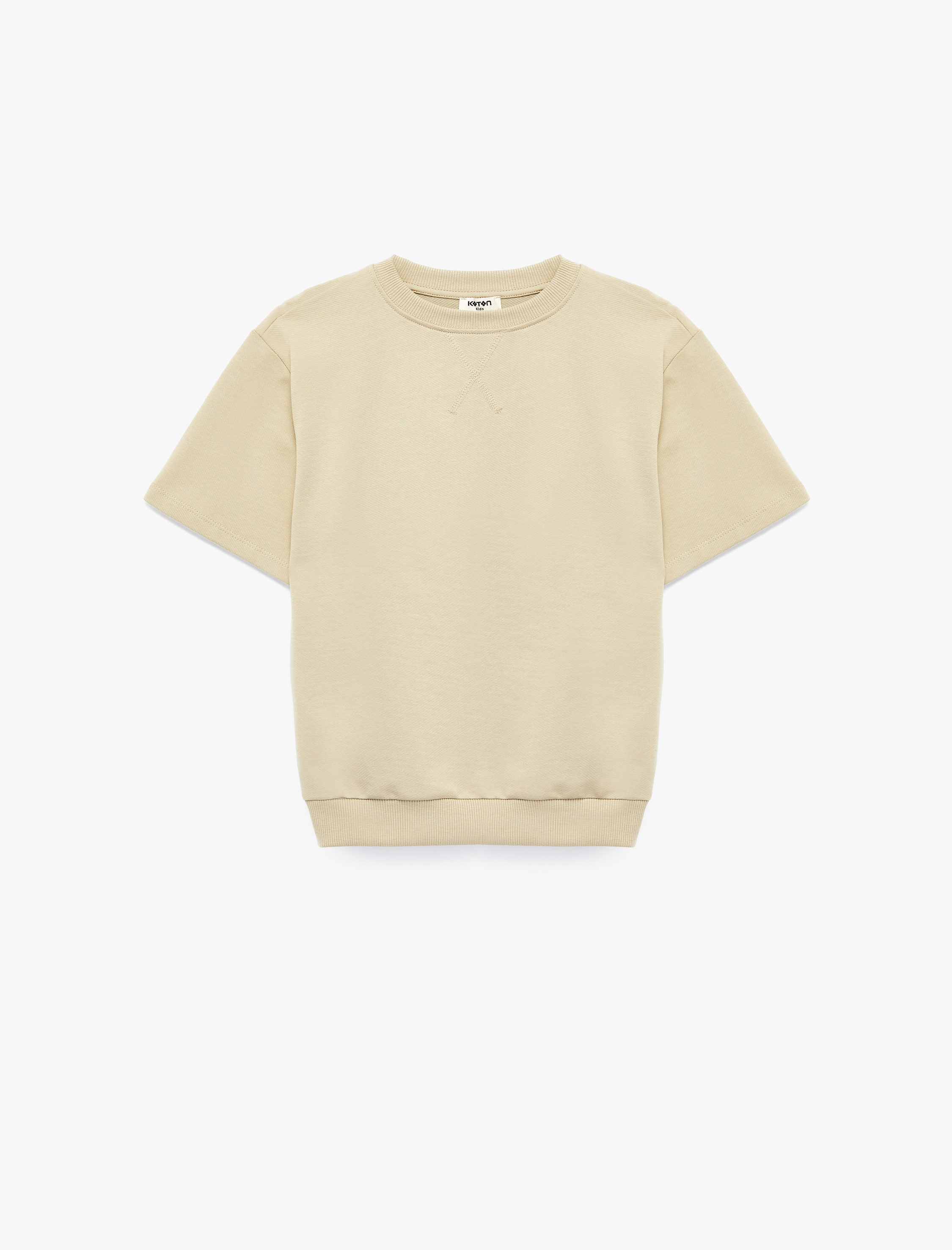  Erkek Çocuk Bisiklet Yaka Pamuklu Kısa Kollu Oversize Sweatshirt