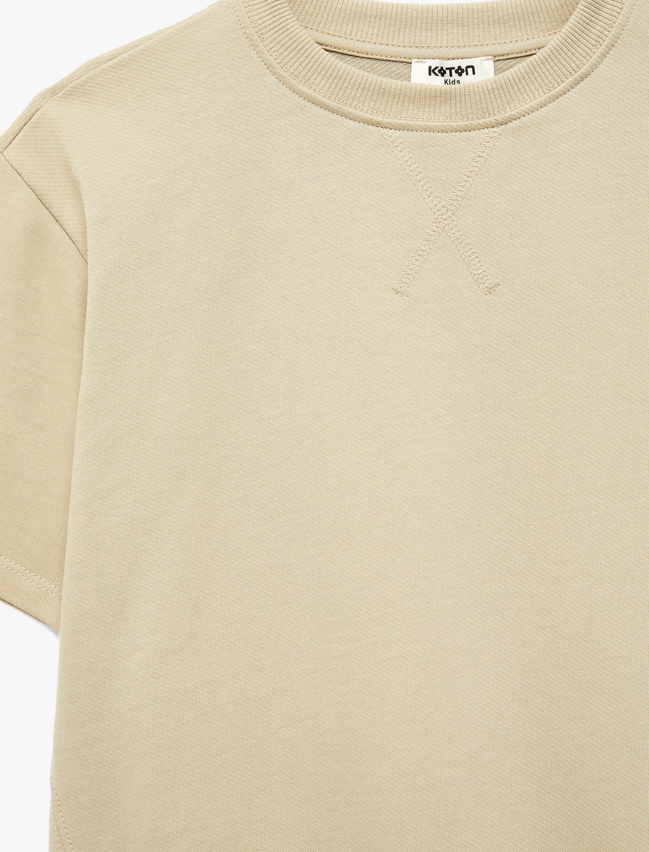  Erkek Çocuk Bisiklet Yaka Pamuklu Kısa Kollu Oversize Sweatshirt