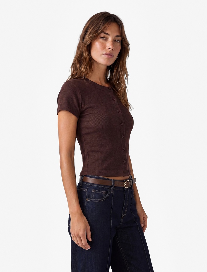  Slim Fit Düğmeli Bisiklet Yaka Kısa Kollu Hırka