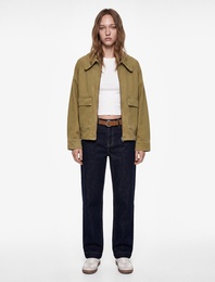 Kemerli Pamuklu Duble Paça Straight Denim Pantolon - Straight Fit Jean