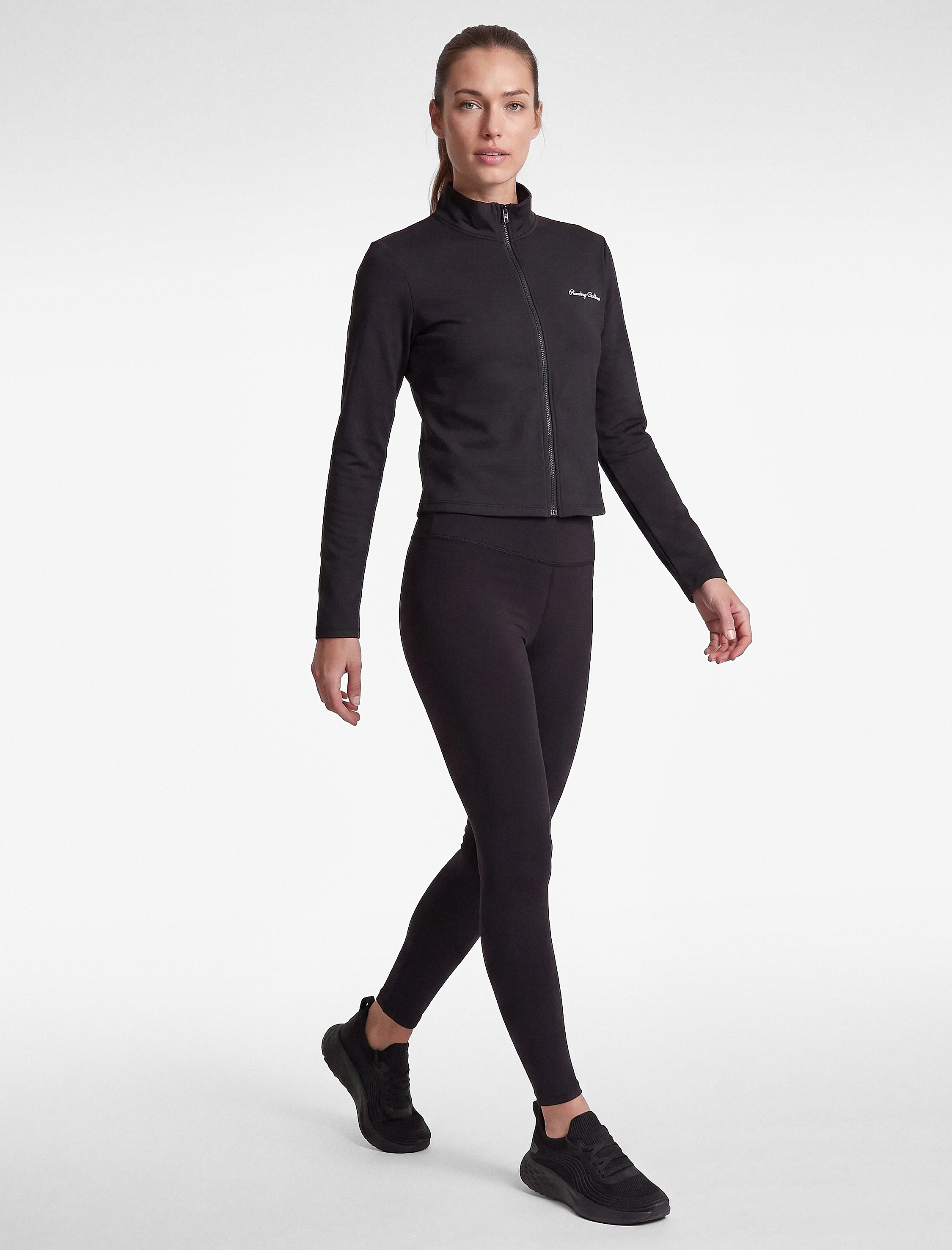   Slim Fit Fermuarlı Dik Yaka Uzun Kollu Baskılı Spor Sweatshirt