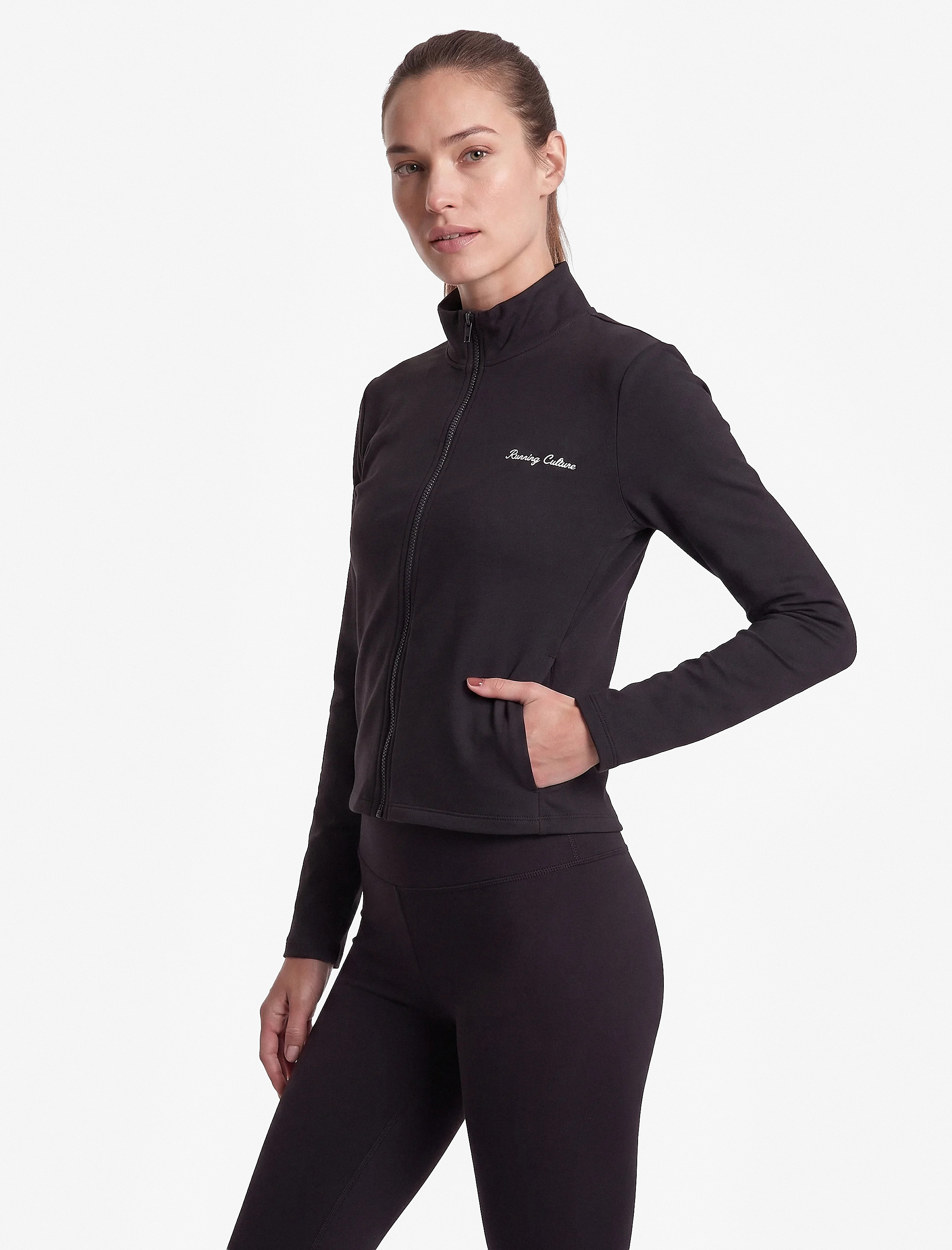   Slim Fit Fermuarlı Dik Yaka Uzun Kollu Baskılı Spor Sweatshirt