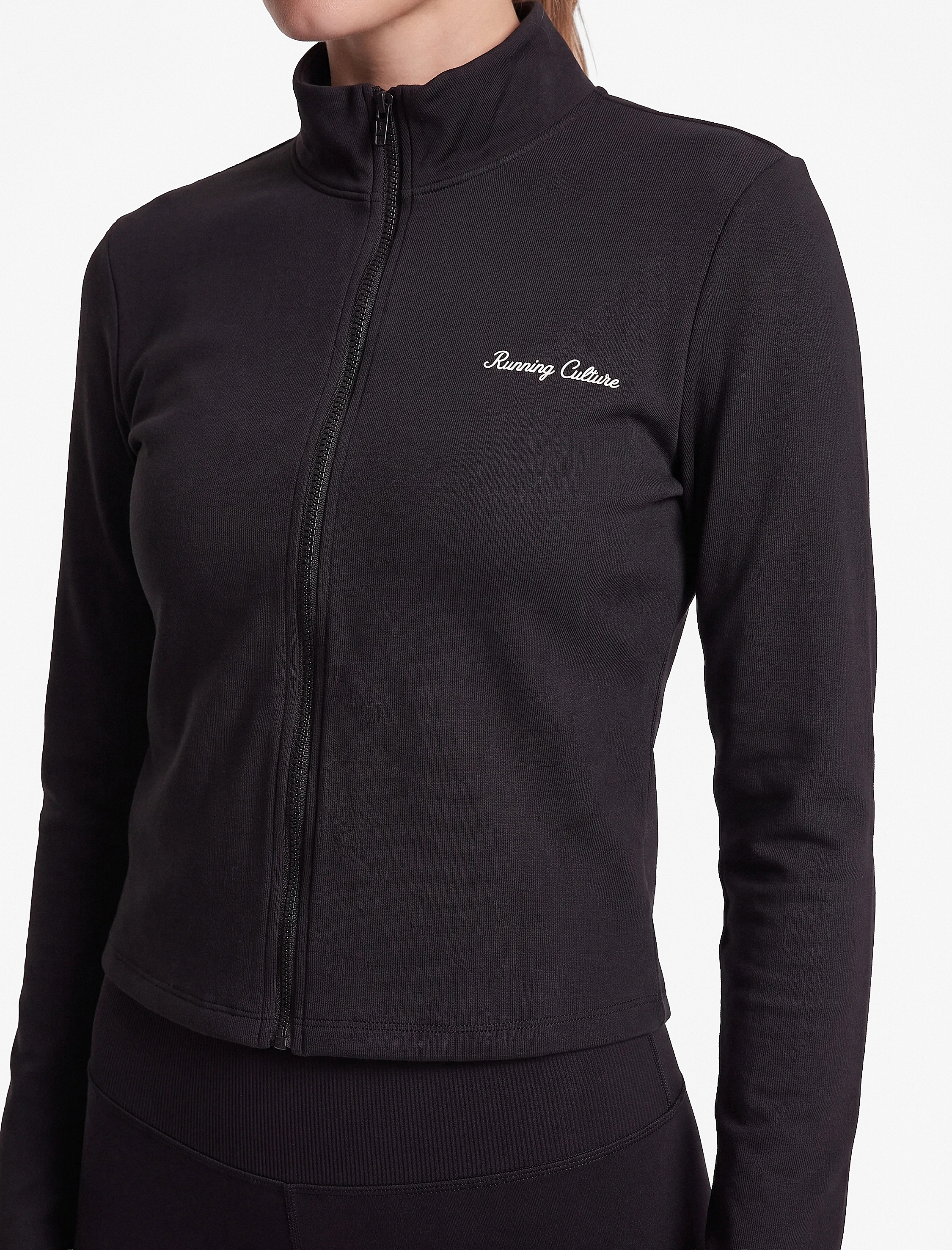   Slim Fit Fermuarlı Dik Yaka Uzun Kollu Baskılı Spor Sweatshirt