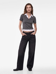 Çift Kumaş Kullanımlı Katmanlı Slim Fit Kısa Kollu Gömlek Detaylı Tişört