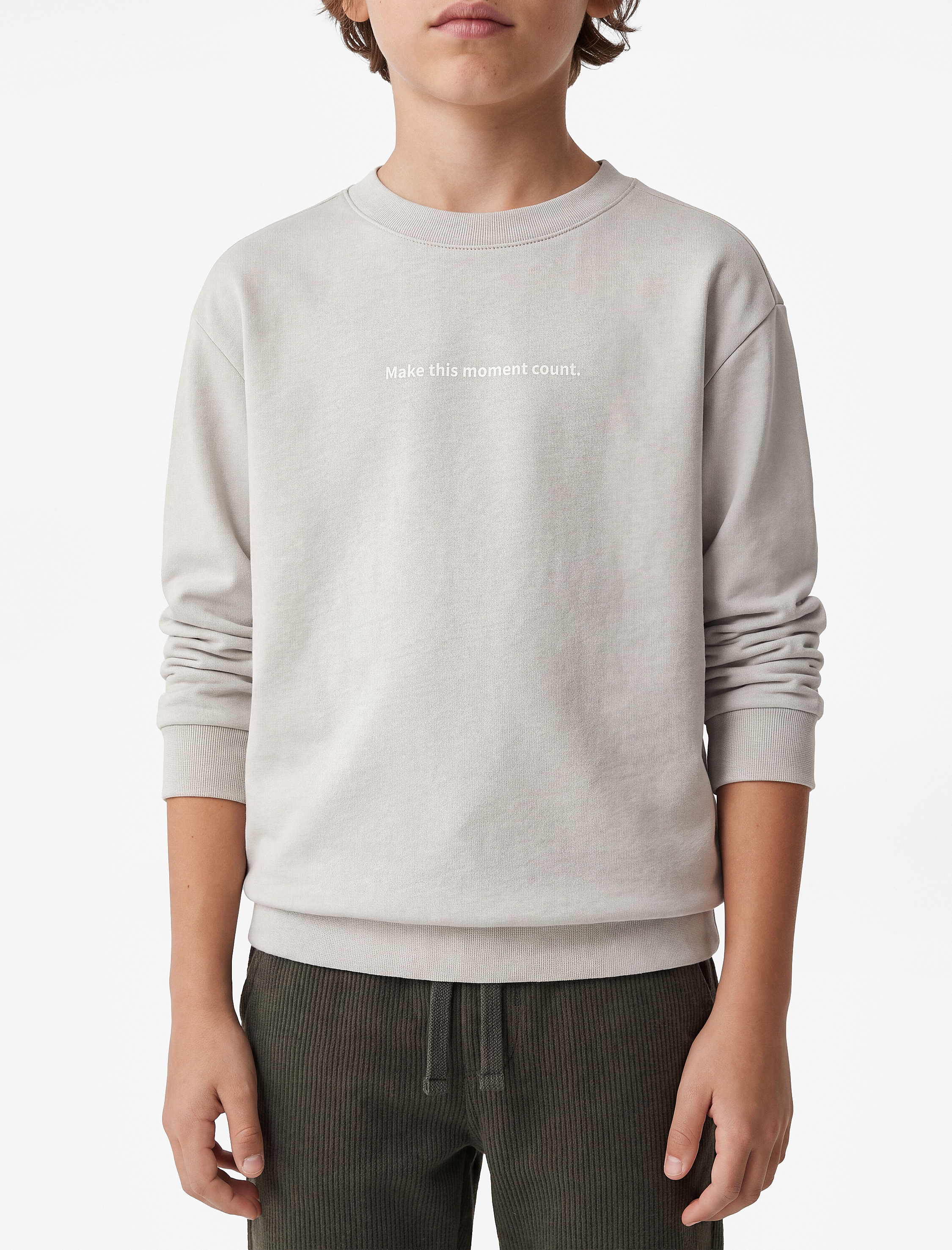  Erkek Çocuk Pamuklu Uzun Kollu Bisiklet Yaka Baskılı Sweatshirt