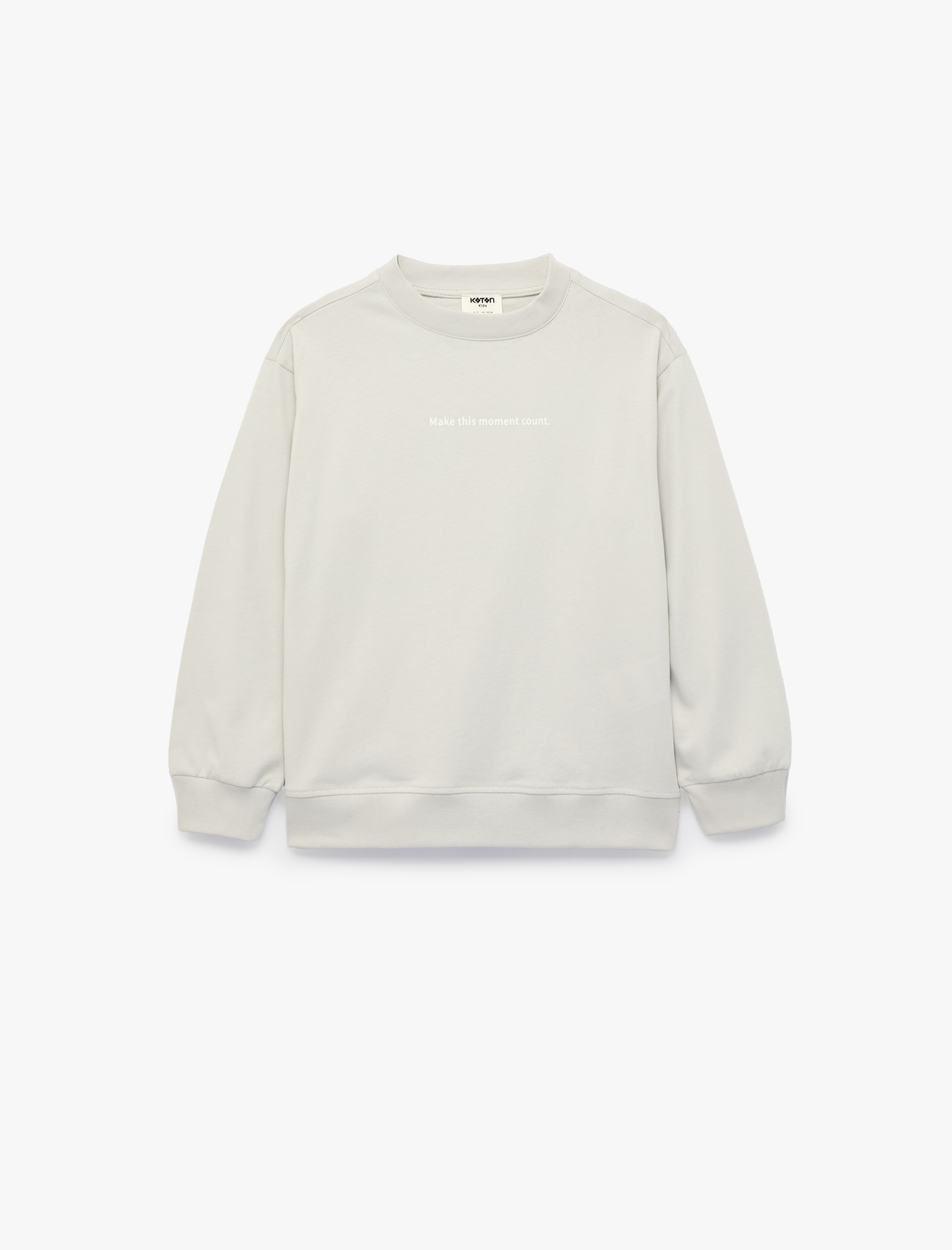  Erkek Çocuk Pamuklu Uzun Kollu Bisiklet Yaka Baskılı Sweatshirt