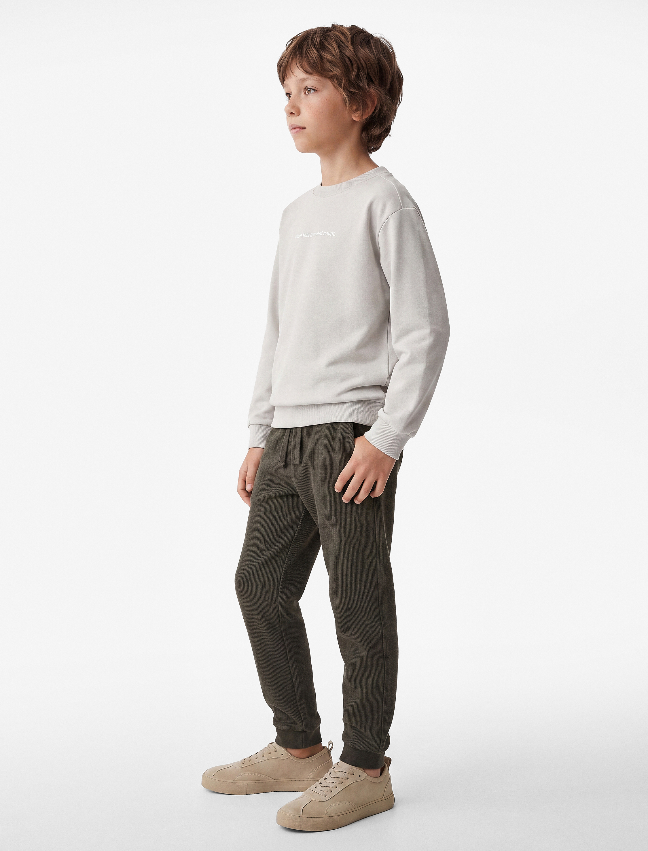  Erkek Çocuk Pamuklu Uzun Kollu Bisiklet Yaka Baskılı Sweatshirt