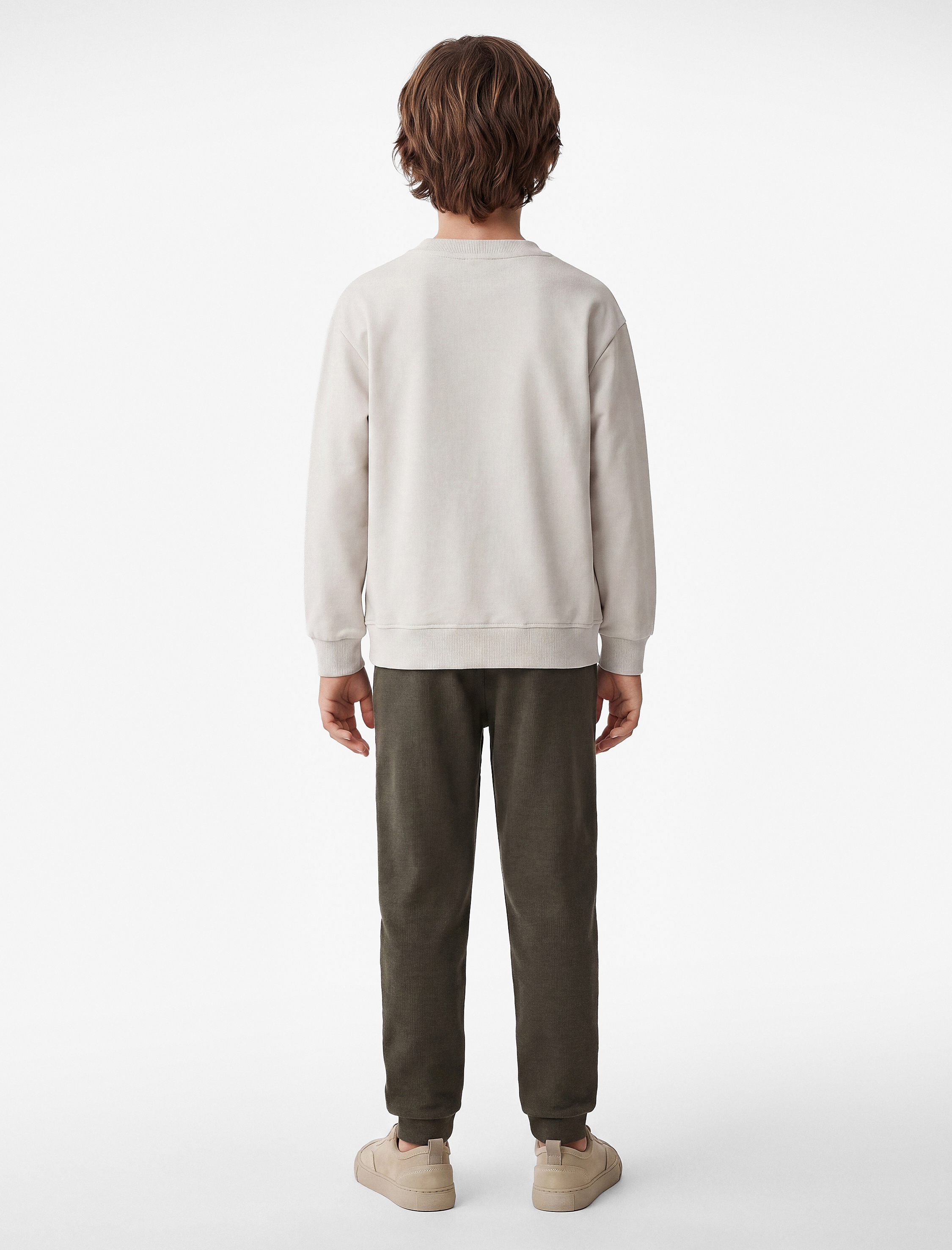  Erkek Çocuk Pamuklu Uzun Kollu Bisiklet Yaka Baskılı Sweatshirt
