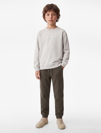 Pamuklu Uzun Kollu Bisiklet Yaka Baskılı Sweatshirt