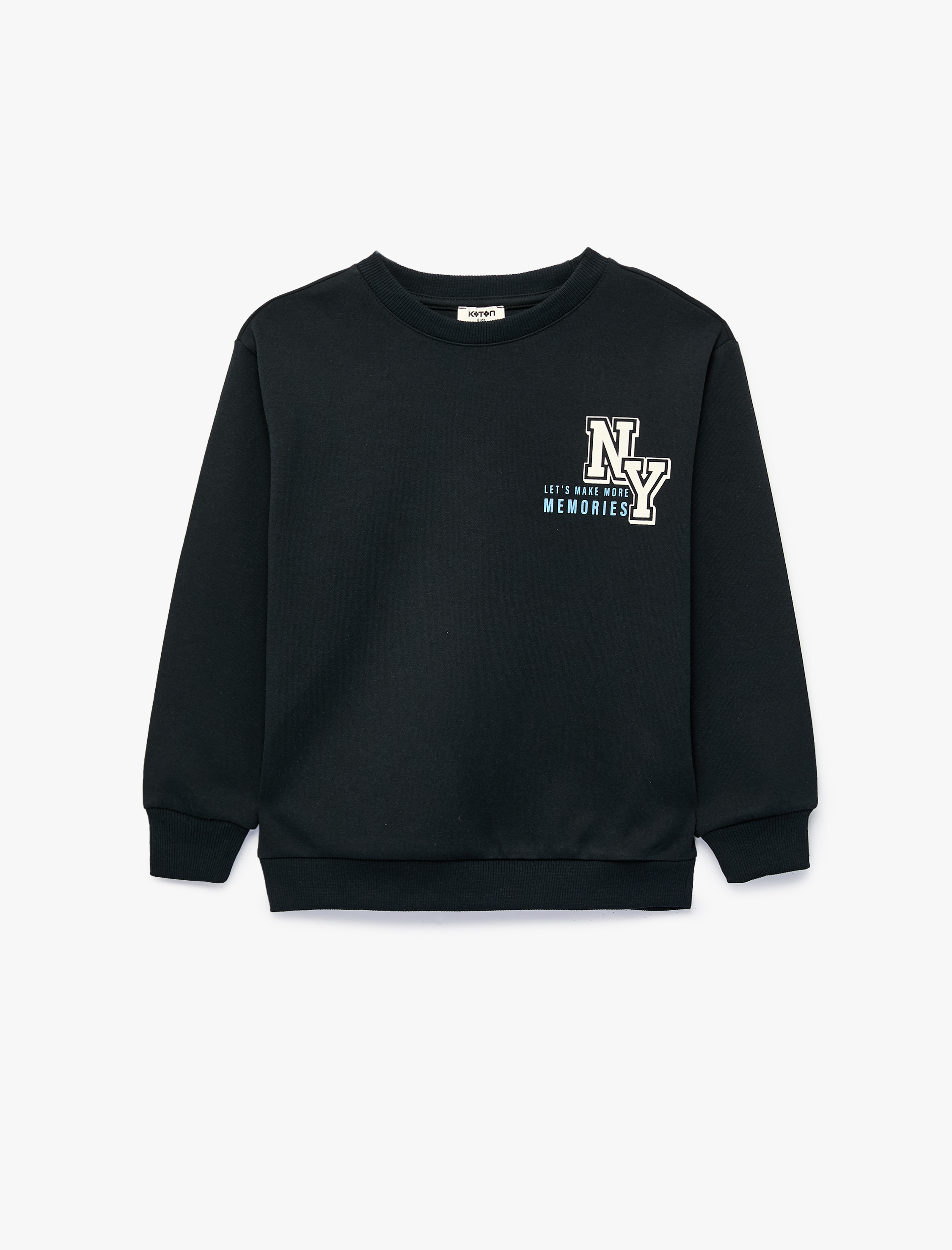  Erkek Çocuk Pamuklu Uzun Kollu Bisiklet Yaka Baskılı Sweatshirt
