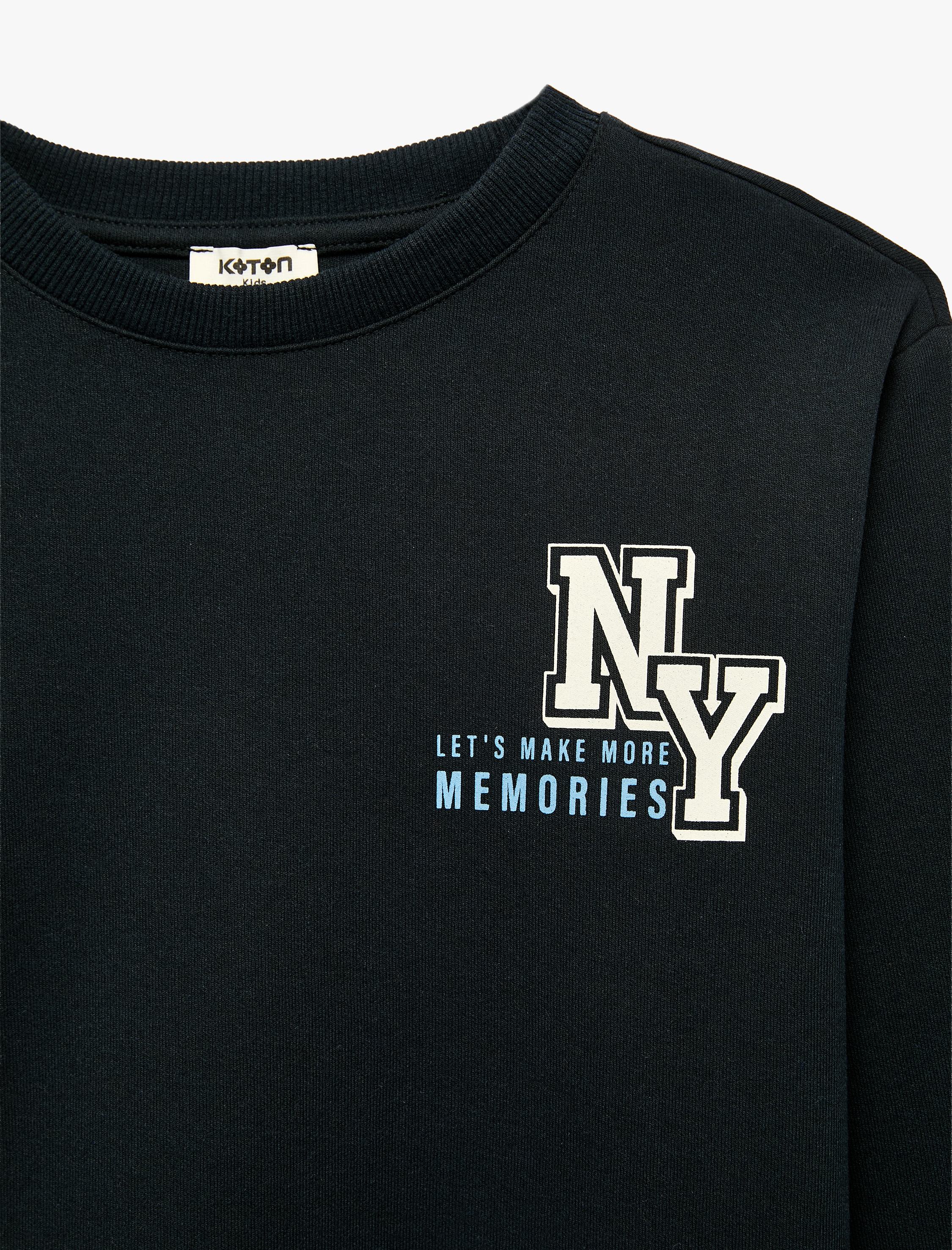  Erkek Çocuk Pamuklu Uzun Kollu Bisiklet Yaka Baskılı Sweatshirt