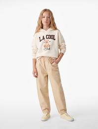 Pamuklu Beli Lastikli Loose Fit Barrel Denim Pantolon