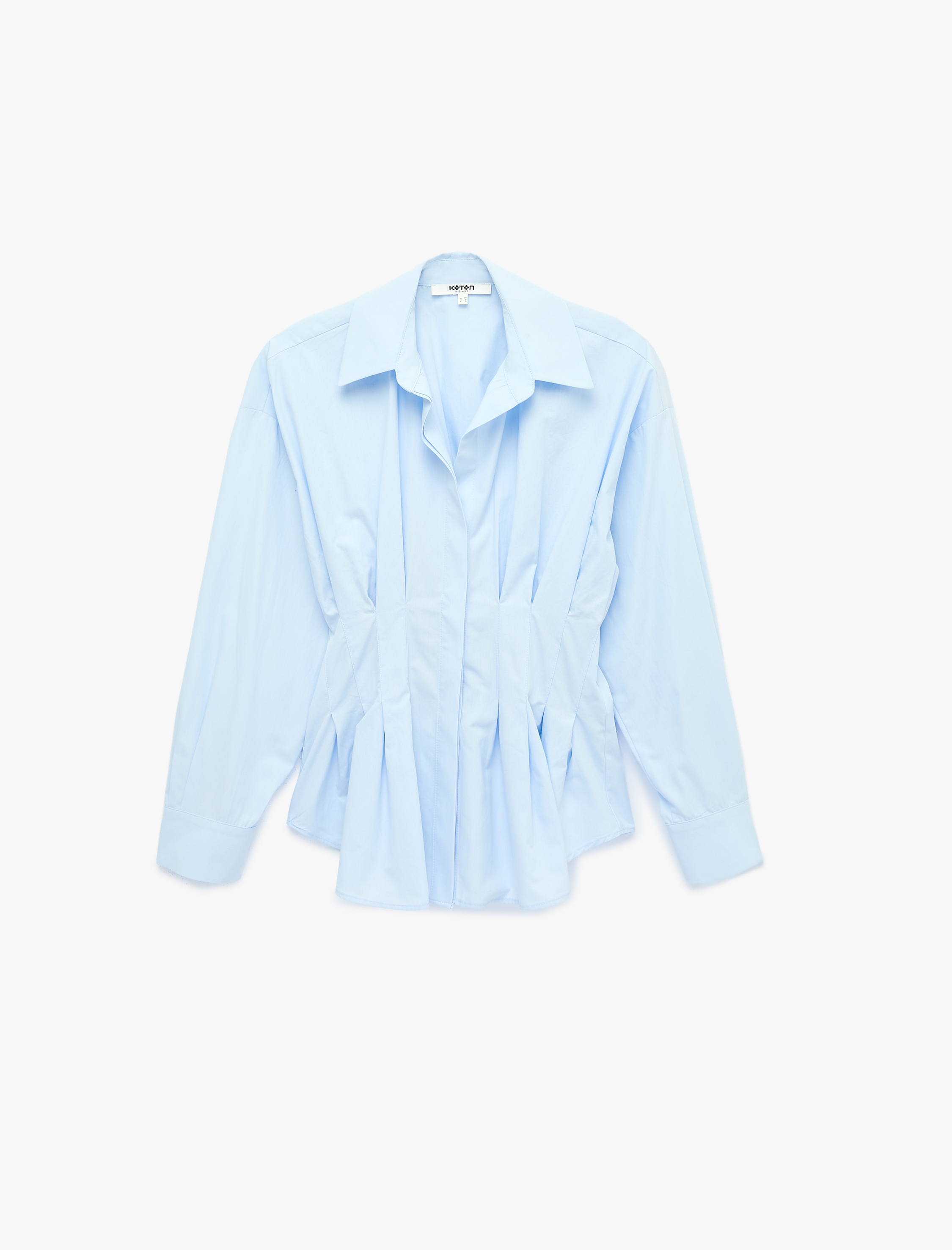   Pamuklu Slim Fit Klasik Yaka Uzun Kollu Pile Detaylı Poplin Gömlek