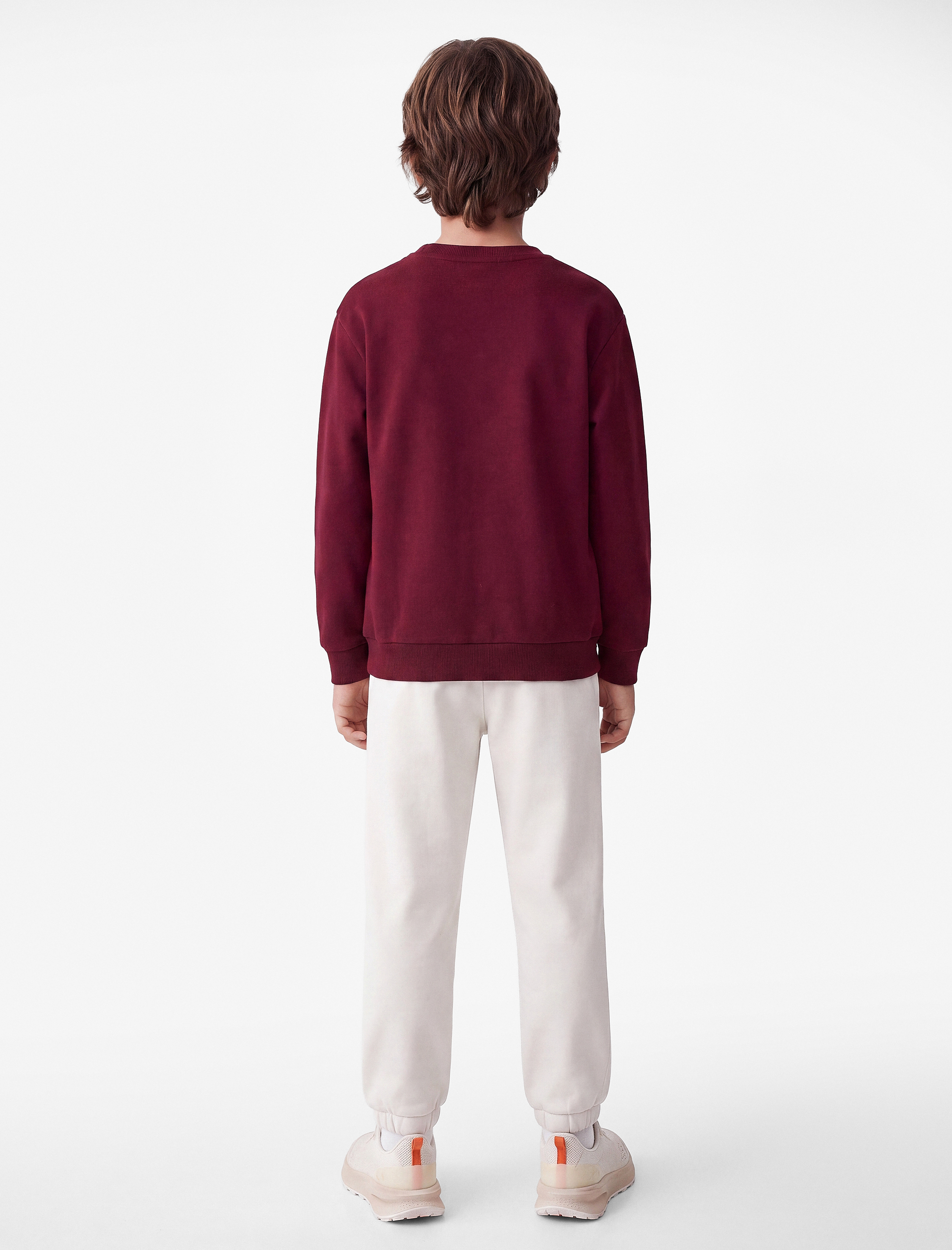  Erkek Çocuk Pamuklu Uzun Kollu Bisiklet Yaka Baskılı Sweatshirt