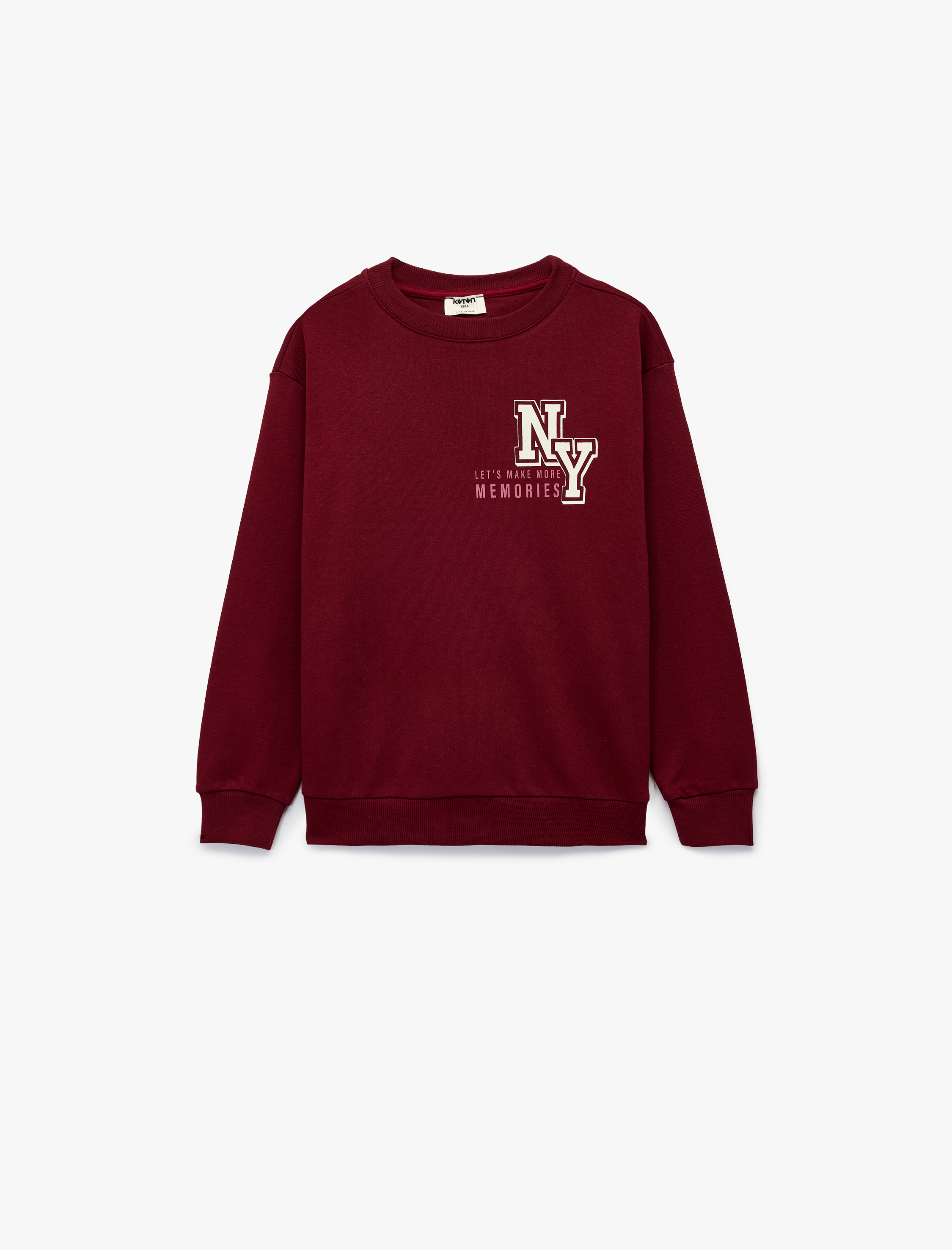  Erkek Çocuk Pamuklu Uzun Kollu Bisiklet Yaka Baskılı Sweatshirt