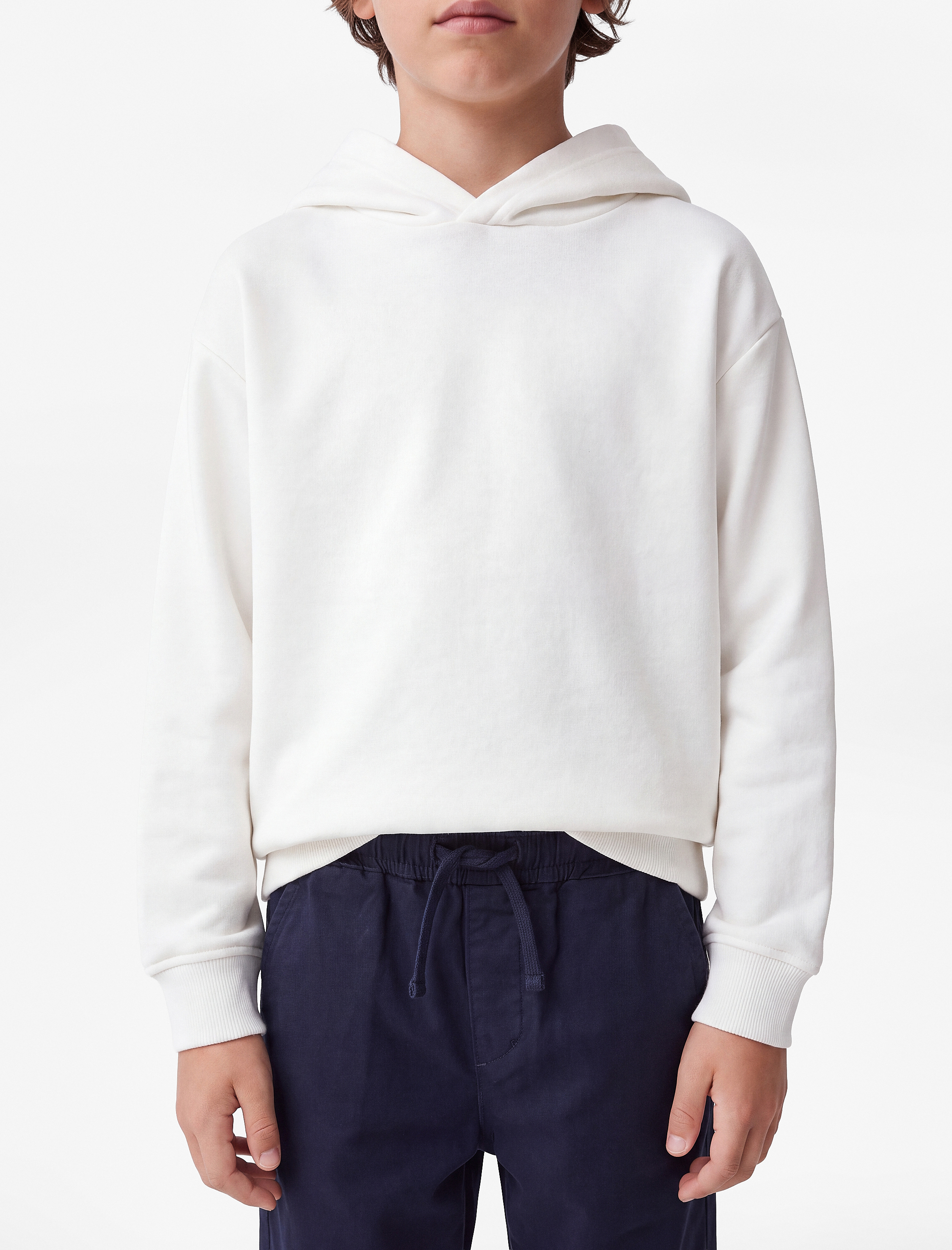  Erkek Çocuk Pamuklu Uzun Kollu Kapşonlu Şardonlu Oversize Sweatshirt
